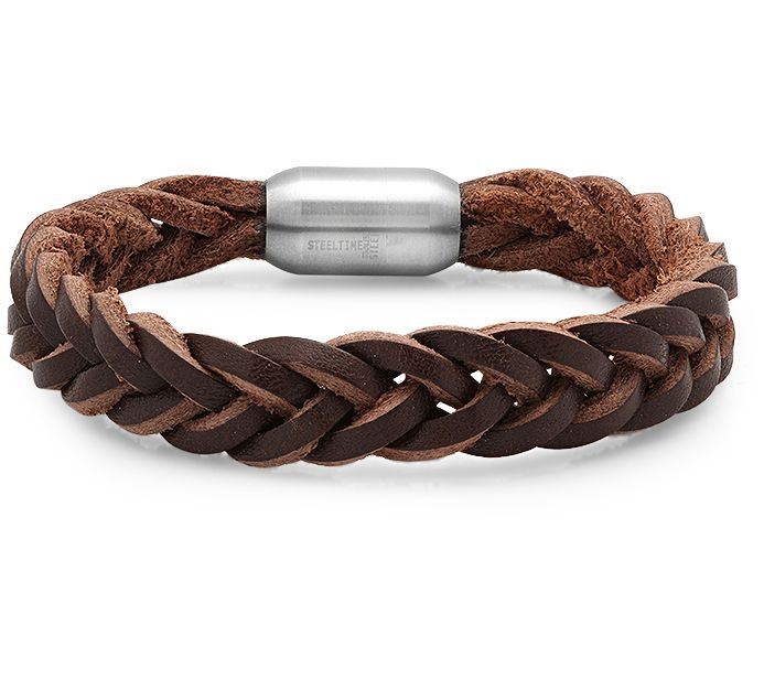 Steel By Design Men's Braided Leather Bracelet