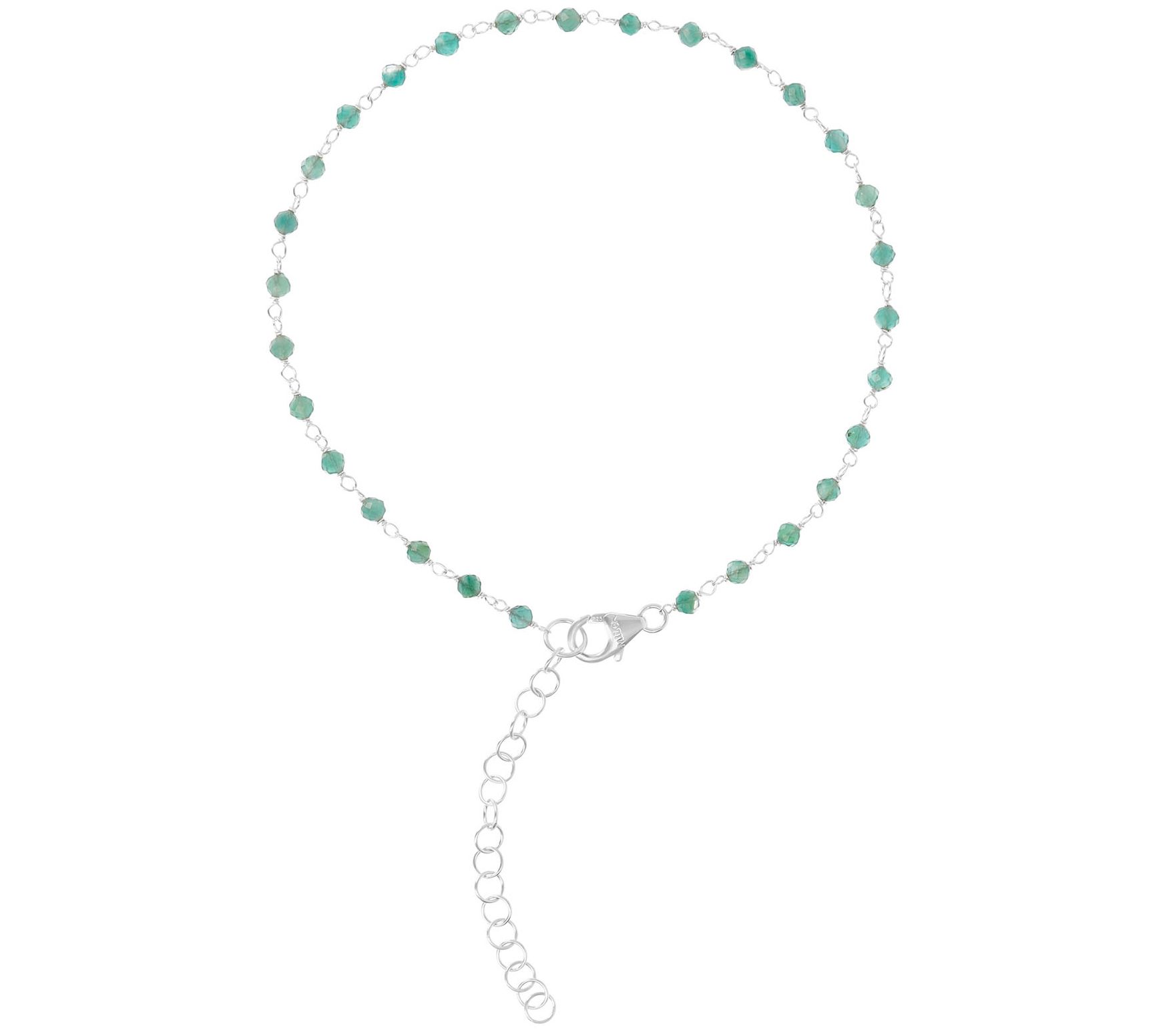 Italian Silver Gemstone Bead Ankle Bracelet