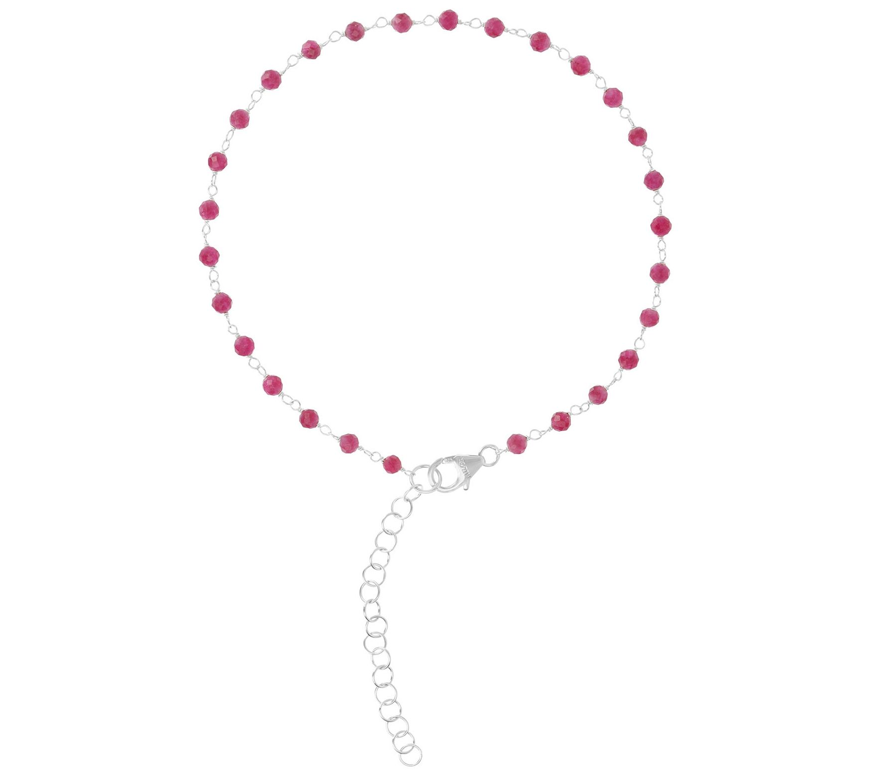 Italian Silver Gemstone Bead Ankle Bracelet