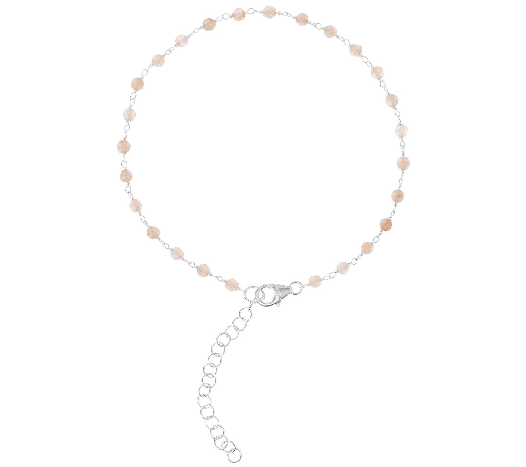 Italian Silver Gemstone Bead Ankle Bracelet