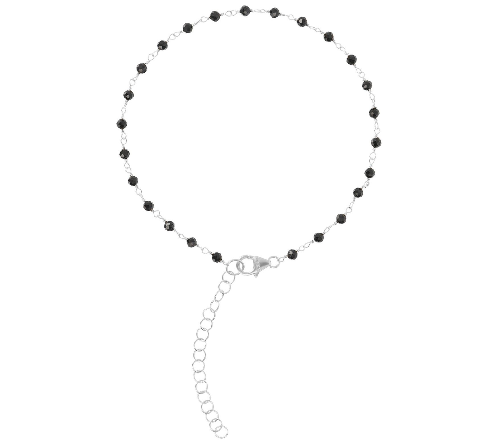 Italian Silver Gemstone Bead Ankle Bracelet