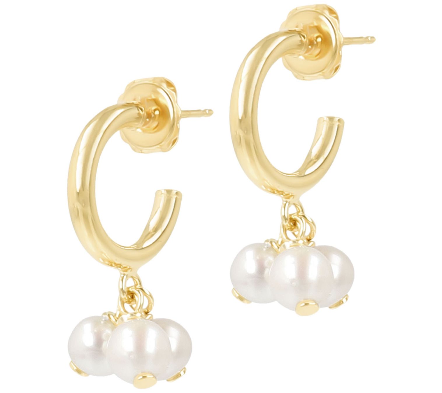Honora Cultured Pearl Dangle Hoop Earrings, 18K Plated