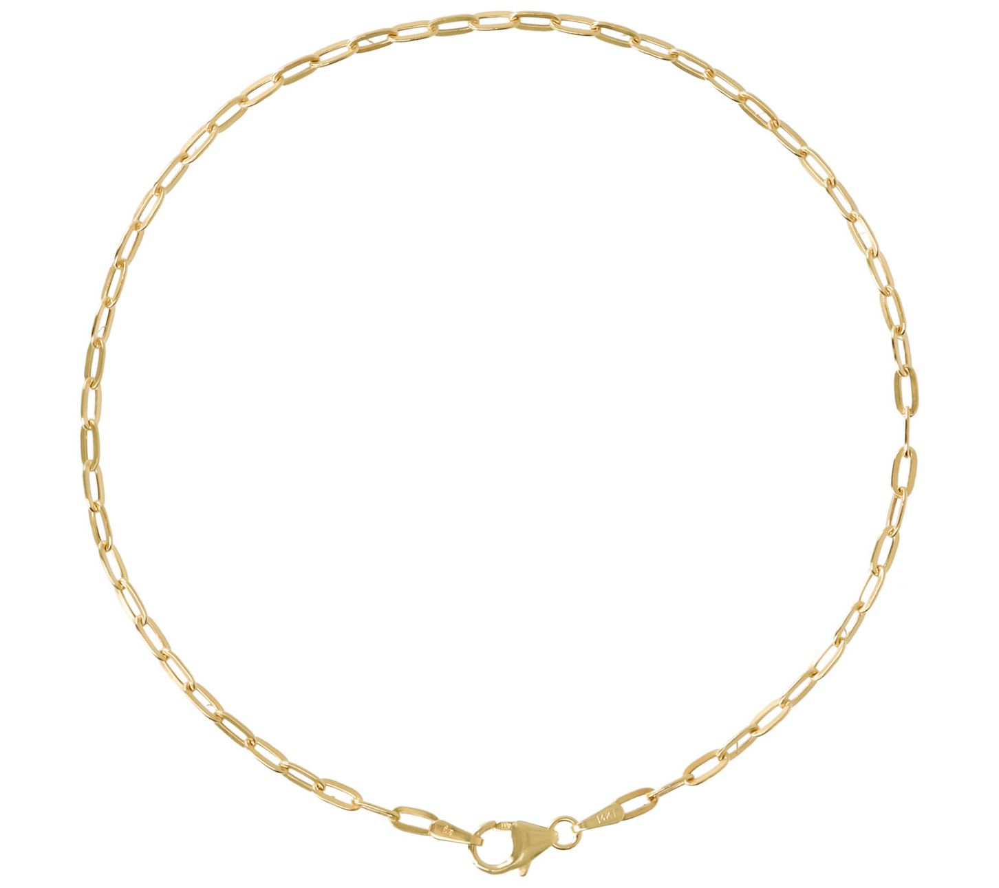 EternaGold 9" Paperclip Link Ankle Bracelet, 14K Gold