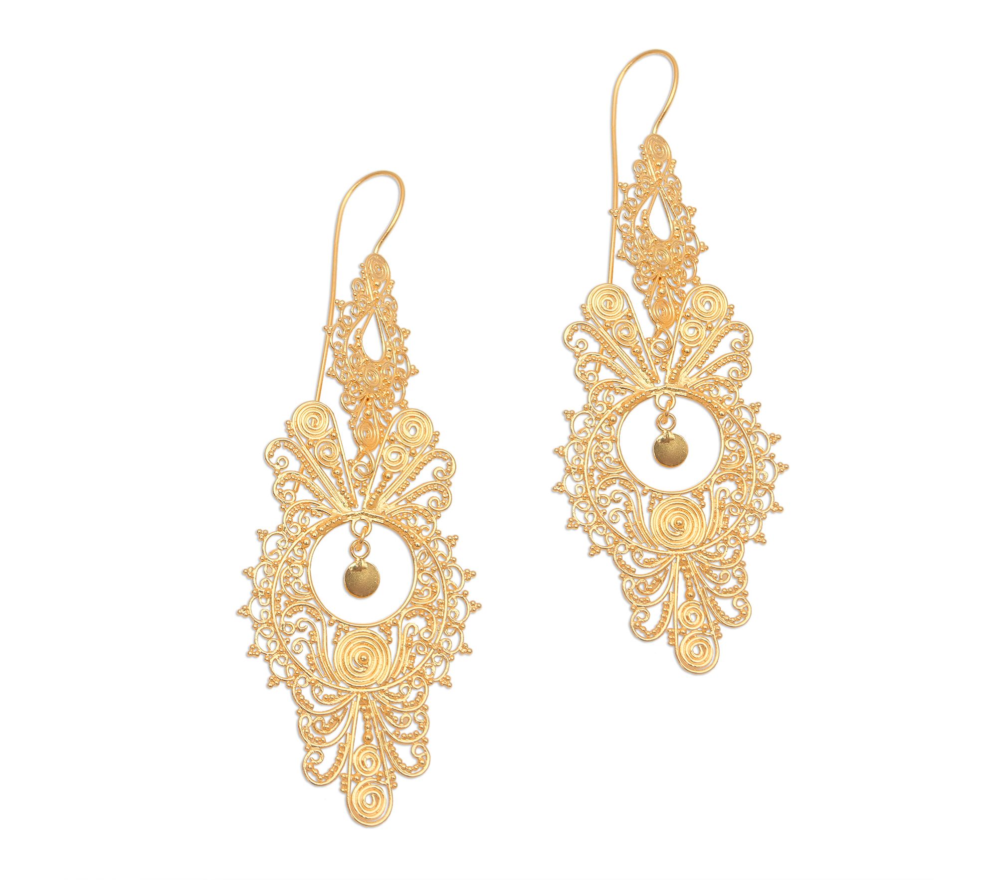 Novica Artisan Crafted 18K Gold Plated Dangle Earrings
