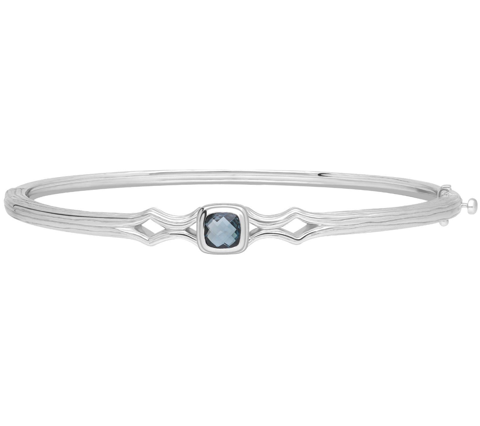 Ariva Sterling Silver Blue Topaz Silk Hinged Ba ngle