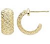 Ariva 14K Gold Basket Weave Huggie Hoop Earrings