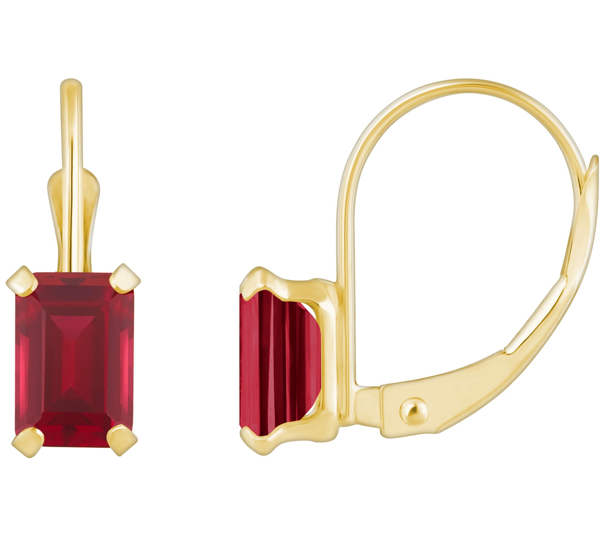 Affinity Gems Created Gemstone Leverback Earrings, 10K Gold