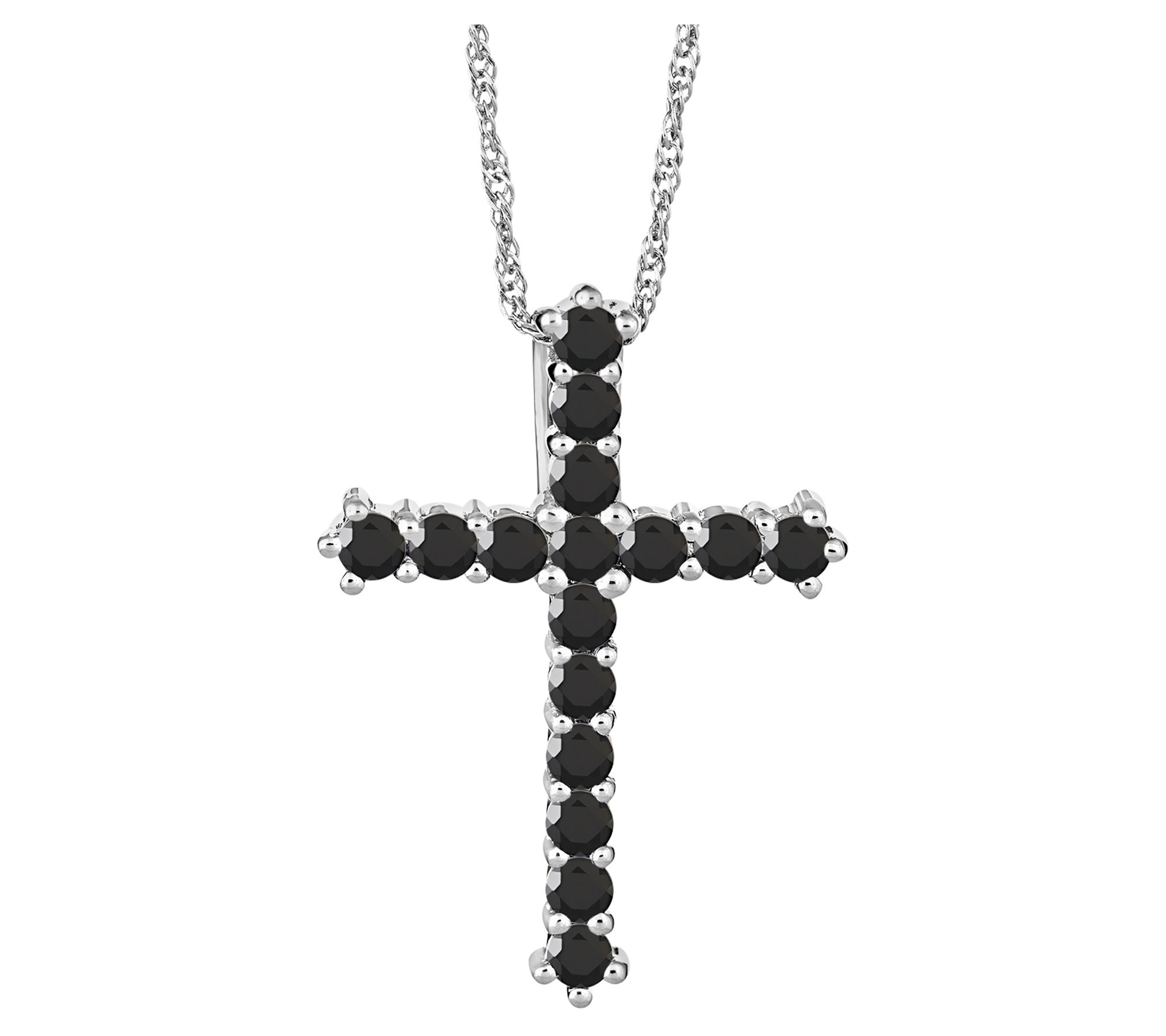 Affinity Gems Onyx Cross Pendant w/ Chain, Ster ling Silver