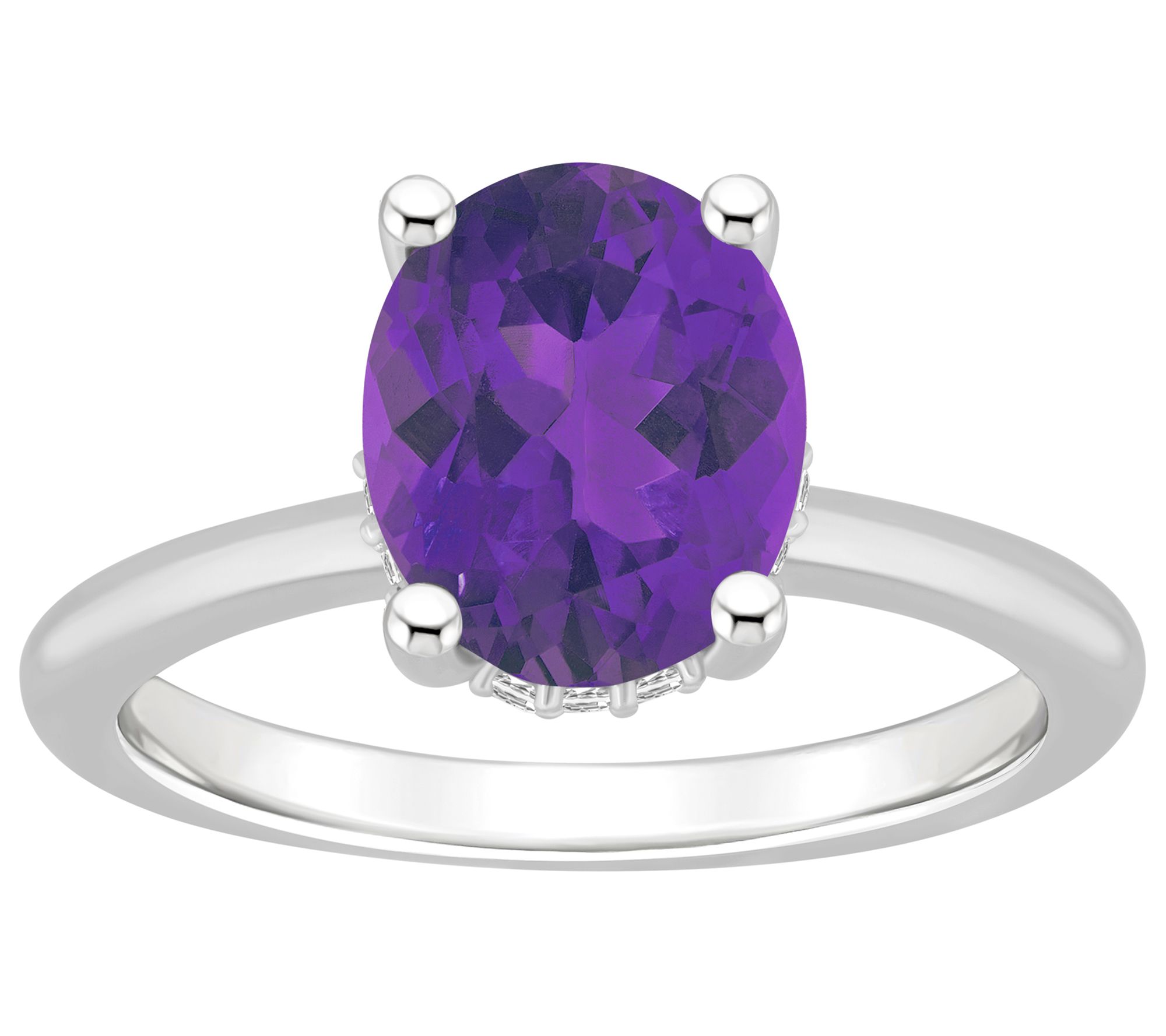 Affinity Gems Oval Gemstone & Diamond Gallery Ring, Sterling