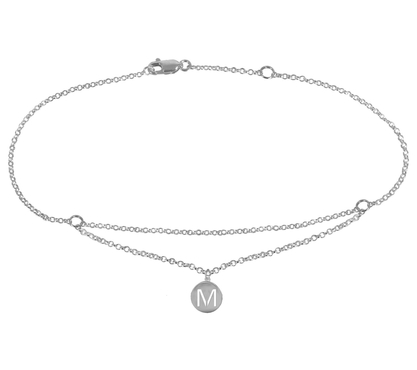 Personalized St erling Silver F loating Initial Ankle Bracelet