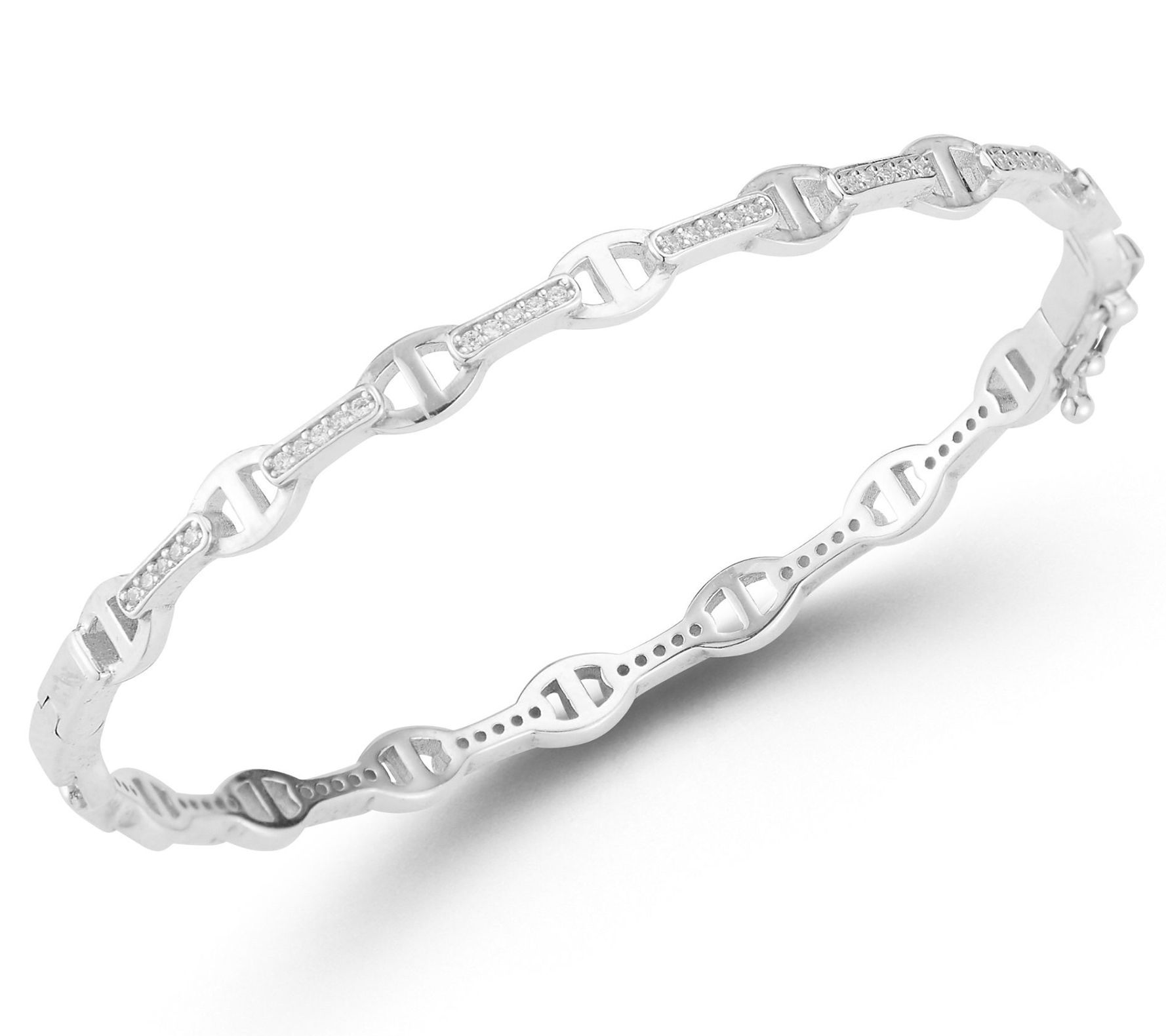 Sterlina Silver Simulated Diamond Mariner Bangle, Sterling