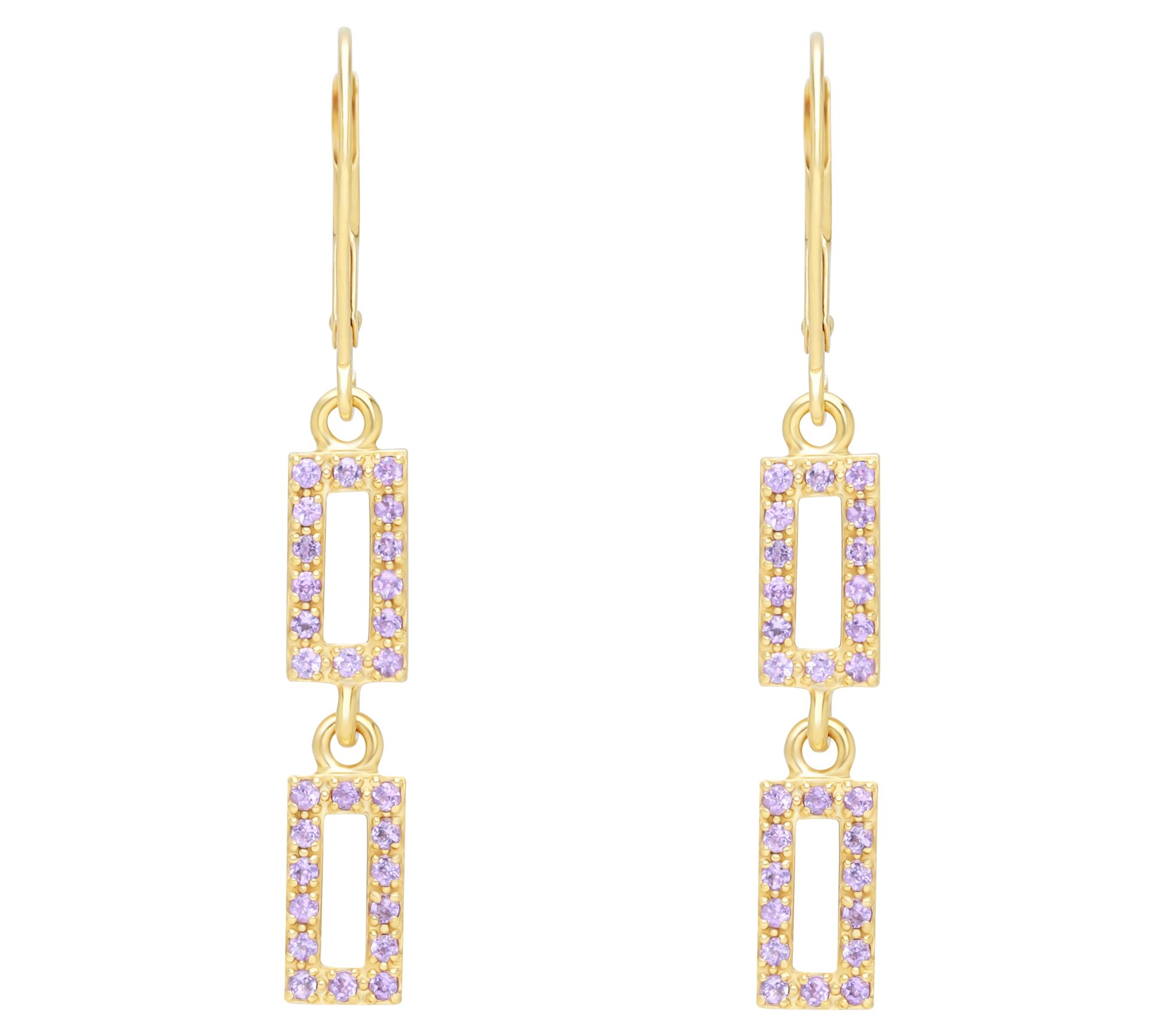 Elyse Ryan 14K Gold Clad Amethyst Modern Link Earrings