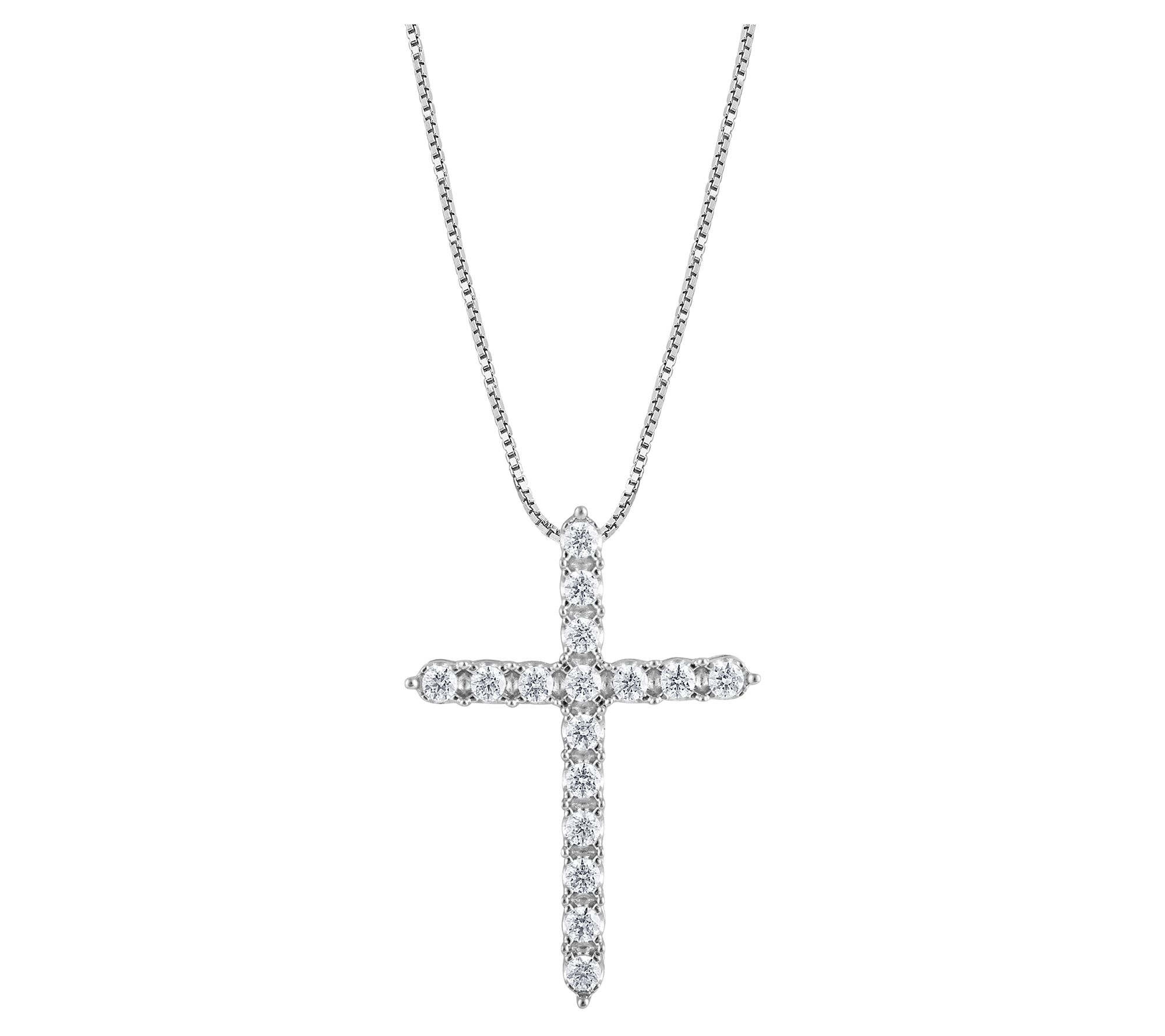 Fire Light Lab Grown Diamond Cross Pendant w/ Cain, Sterling - QVC.com