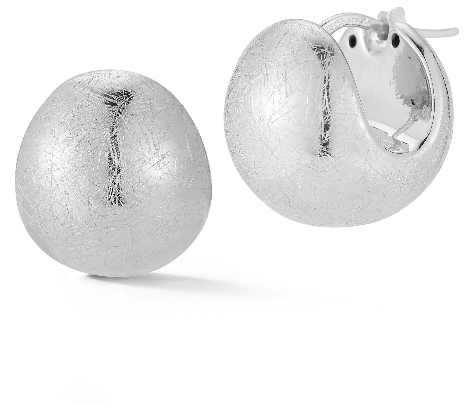 Italian Silver Textured Hollow Ball Earrings, Sterling