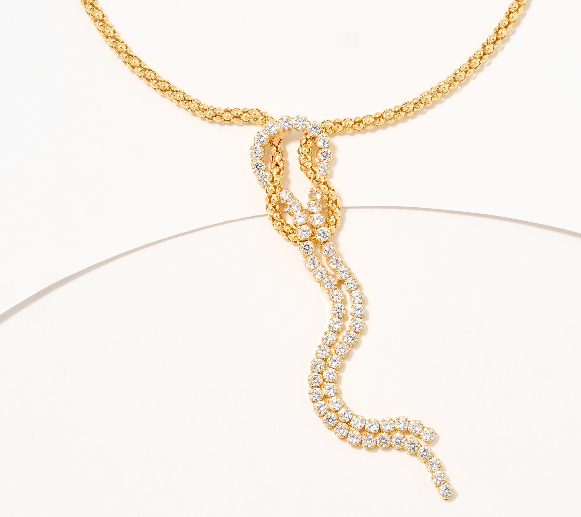 Diamonique Italia Popcorn Chain Scarf Necklace, Sterling Silver