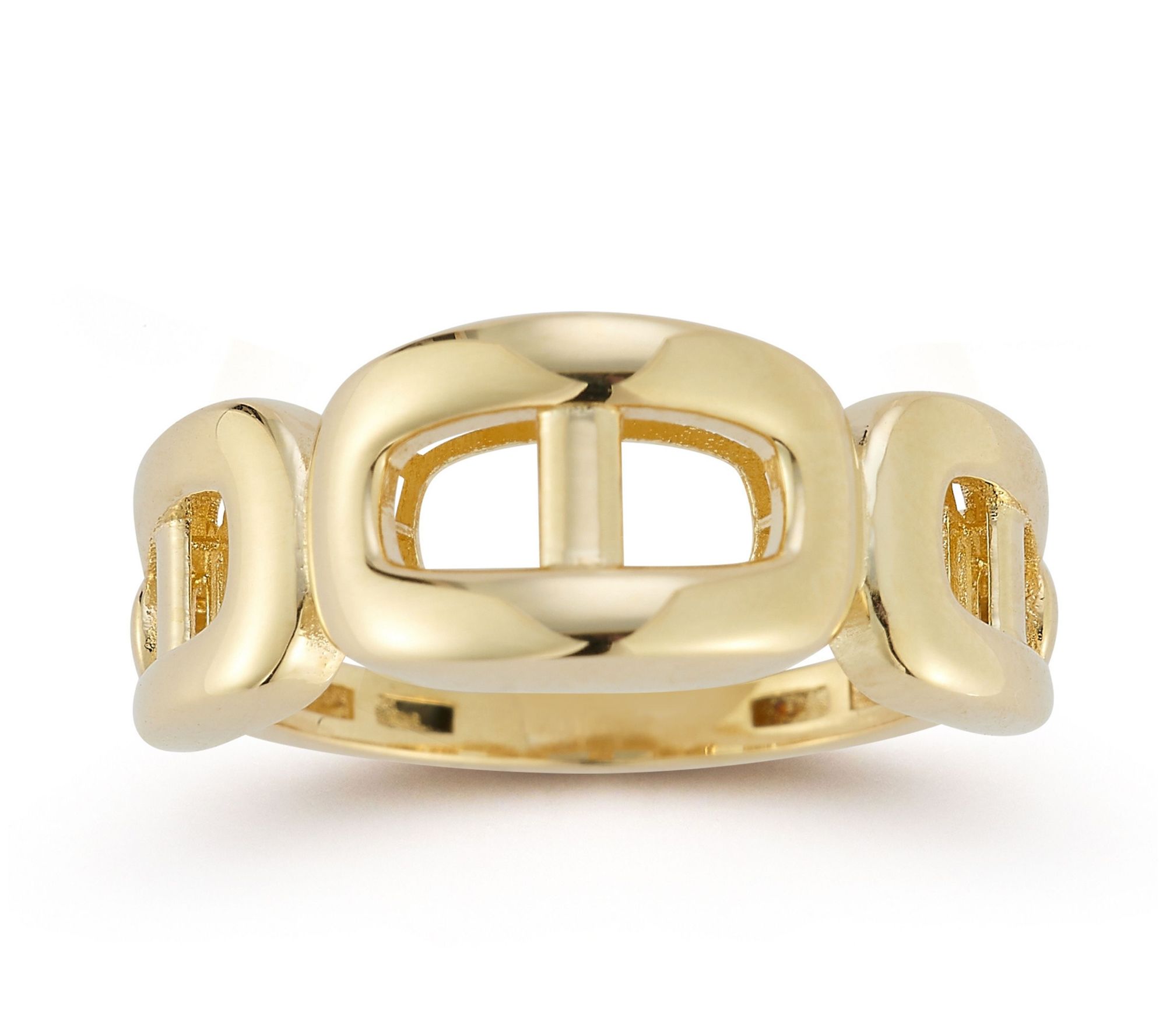 Luminosa Gold Triple Puffed Mariner Link Band Ring, 14K