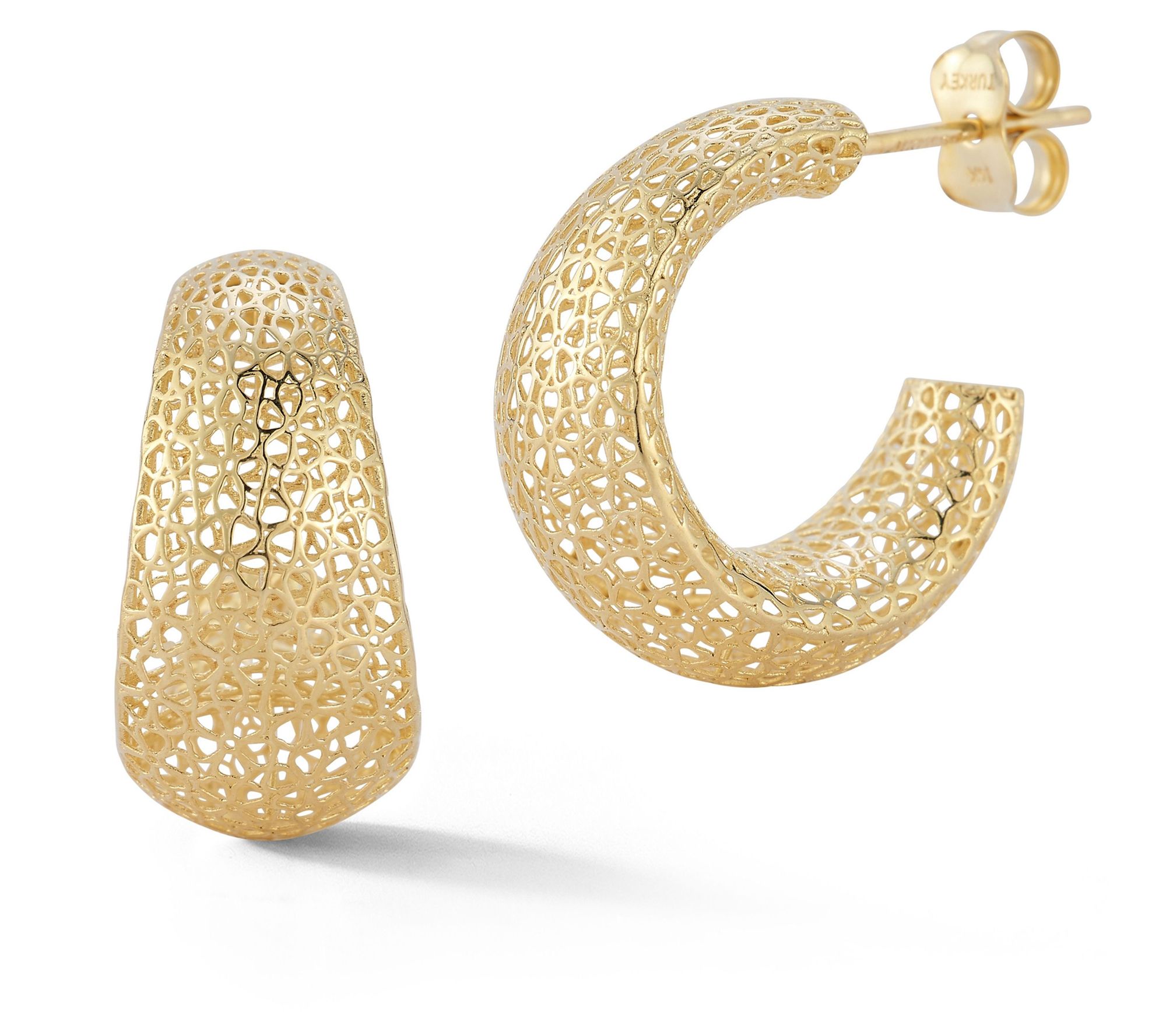 Luminosa Gold Mesh Round Hoop Earrings, 14K