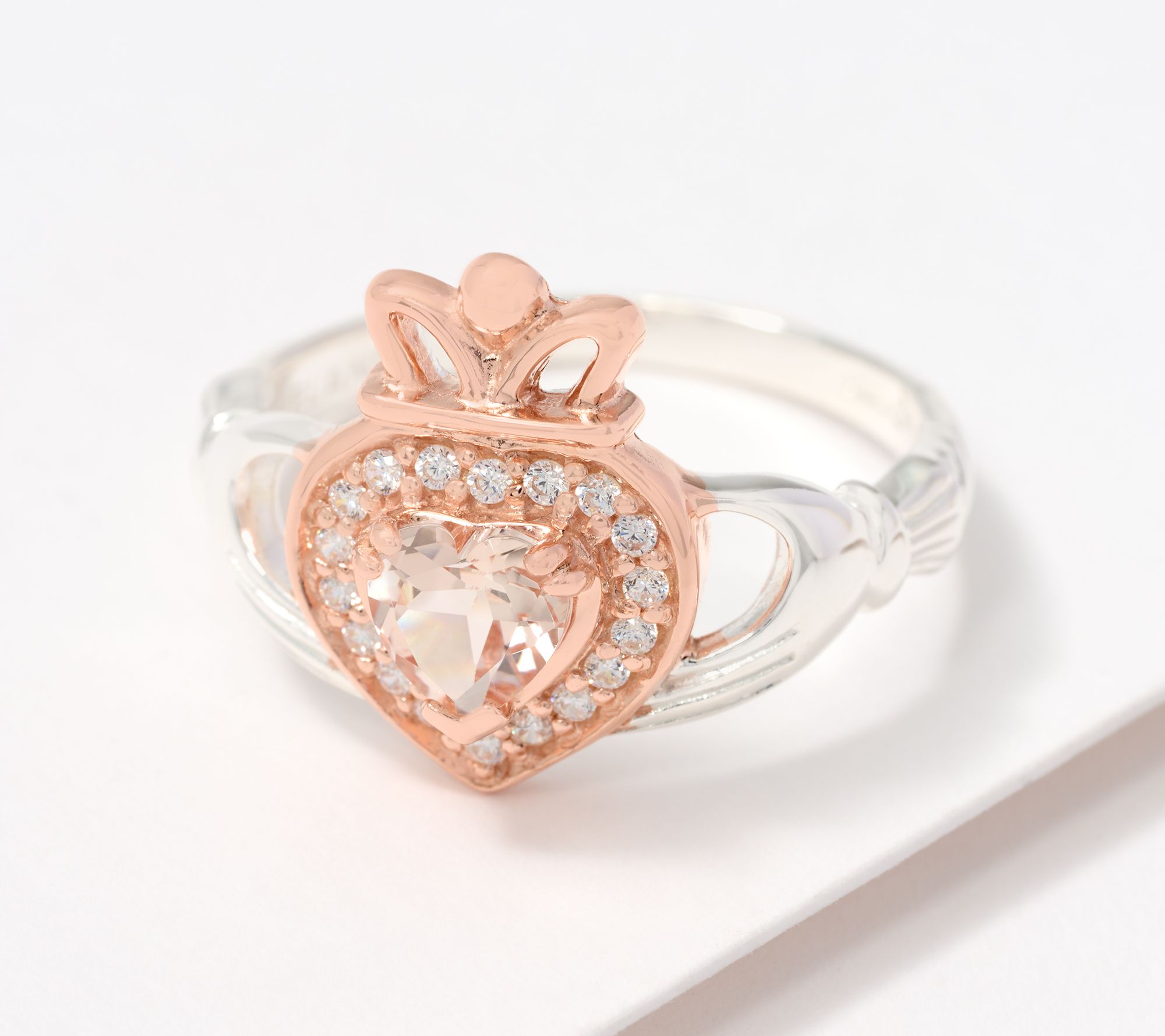 "As Is" JMH Jewellery Sterling Silver Morganite Claddagh Ring