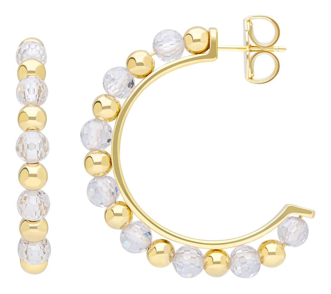 Elyse Ryan 14K Gold Clad Beaded Linda Hoop Earrings