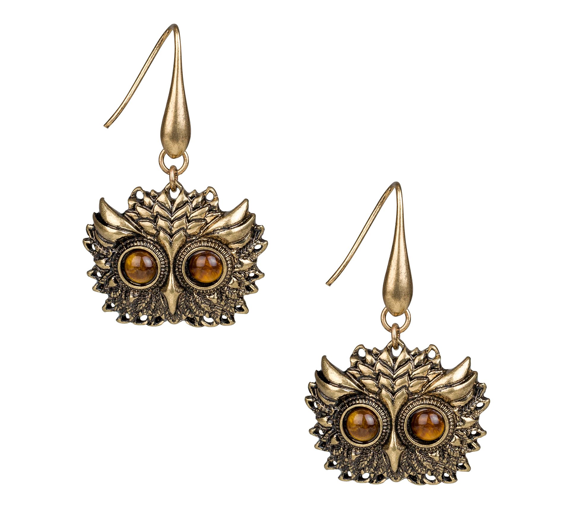 Patricia Nash Owl Head Drop Earrings