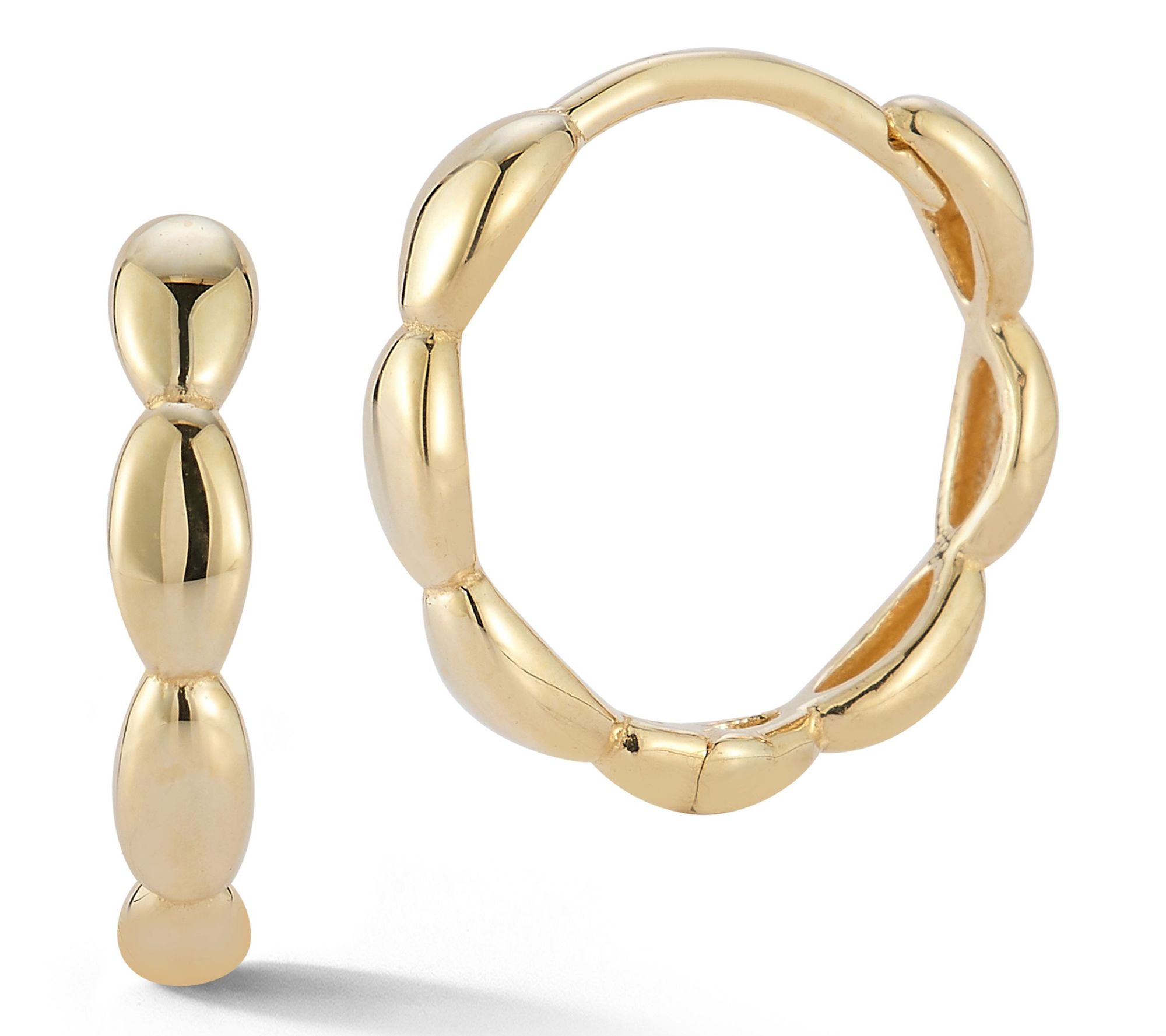 Luminosa Gold Beaded Huggie Hoop Earrings, 14K