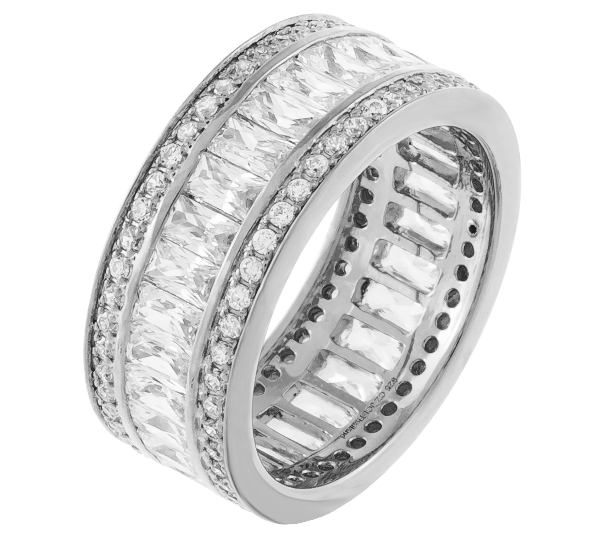 Diamonique cttw Baguette Band Ring, Sterling Silver - Main Image