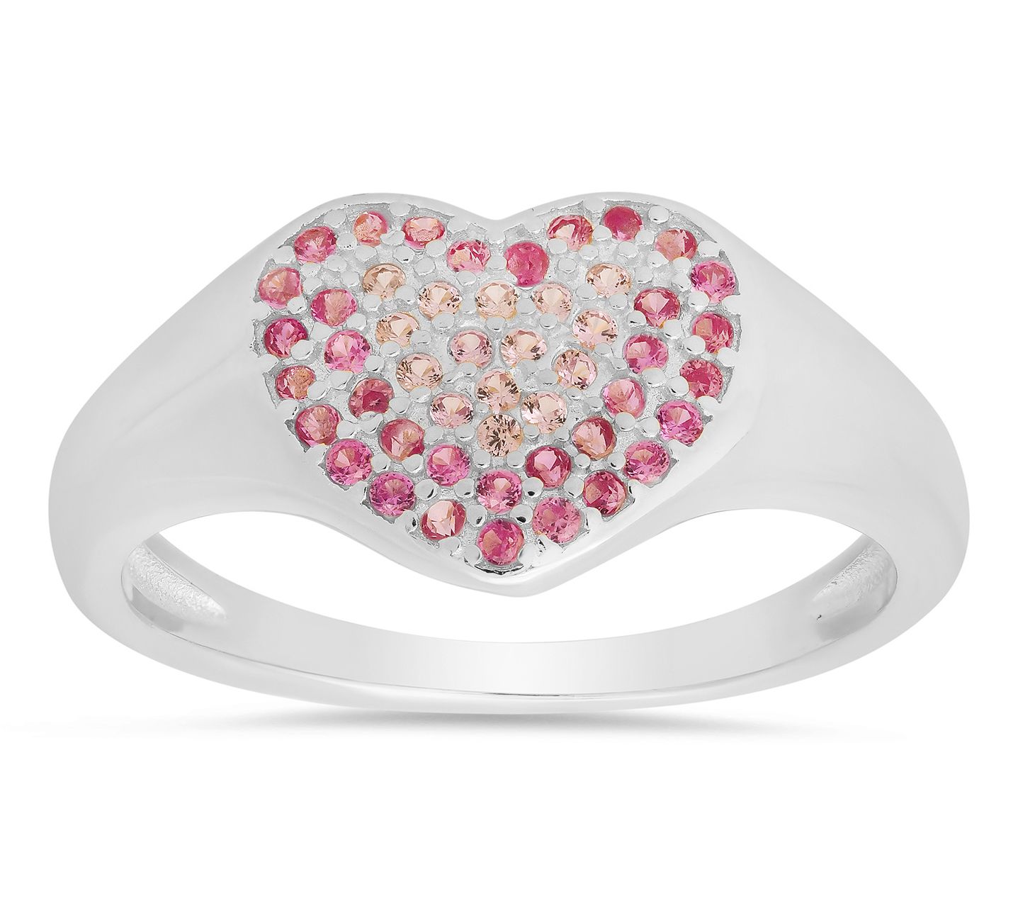 Diamonique Pink Ombre Heart Ring, Sterling Silver