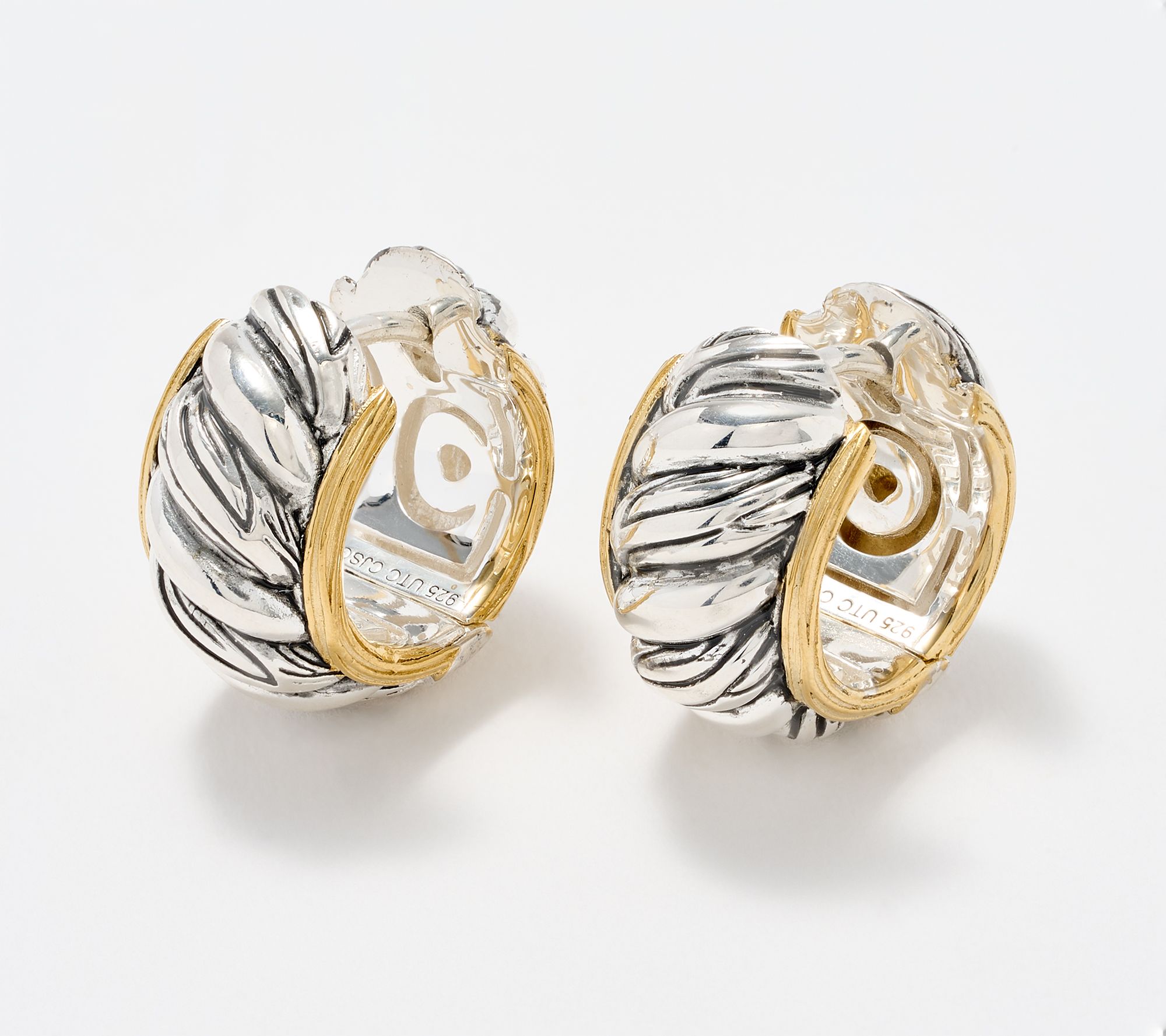 Christian James by Scott Grimes Sterl & 14KClad Two Tone 1/2" Hoop Earrings