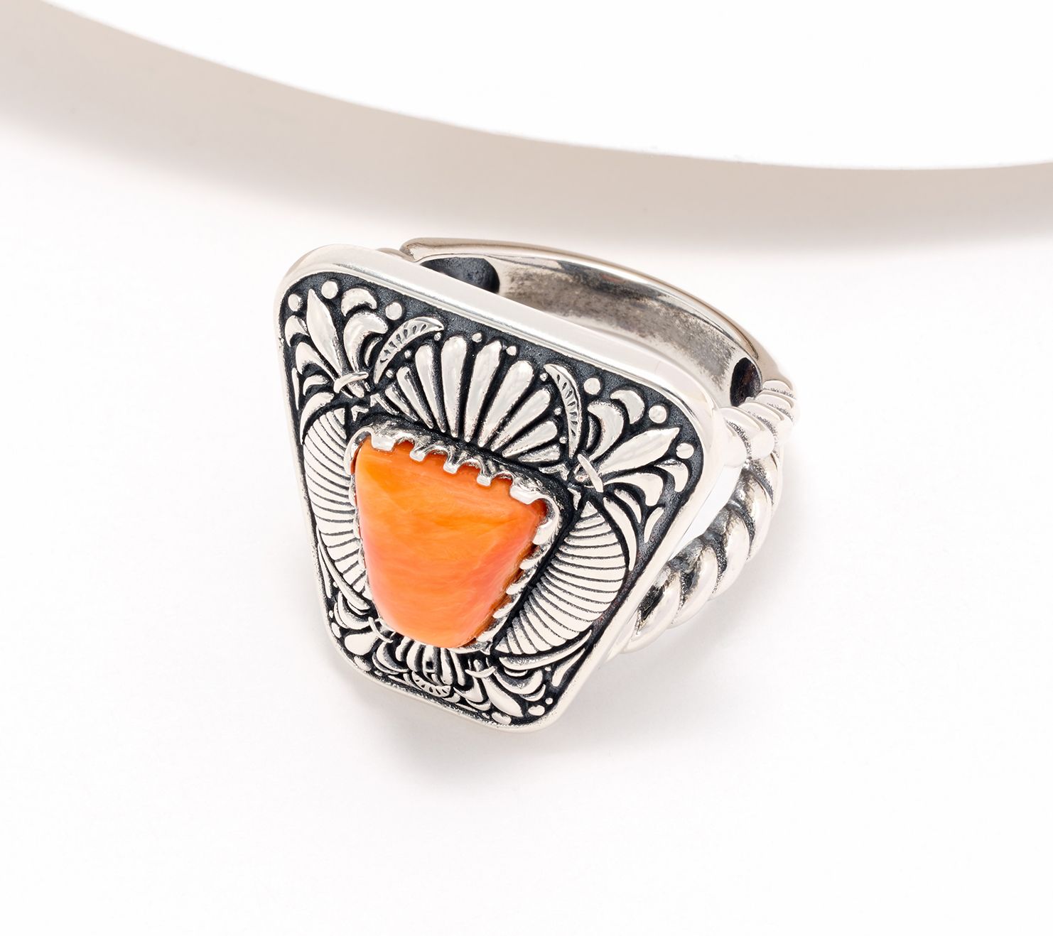 American West Sterling Silver Trapezoid Gemstone Split Shank Ring