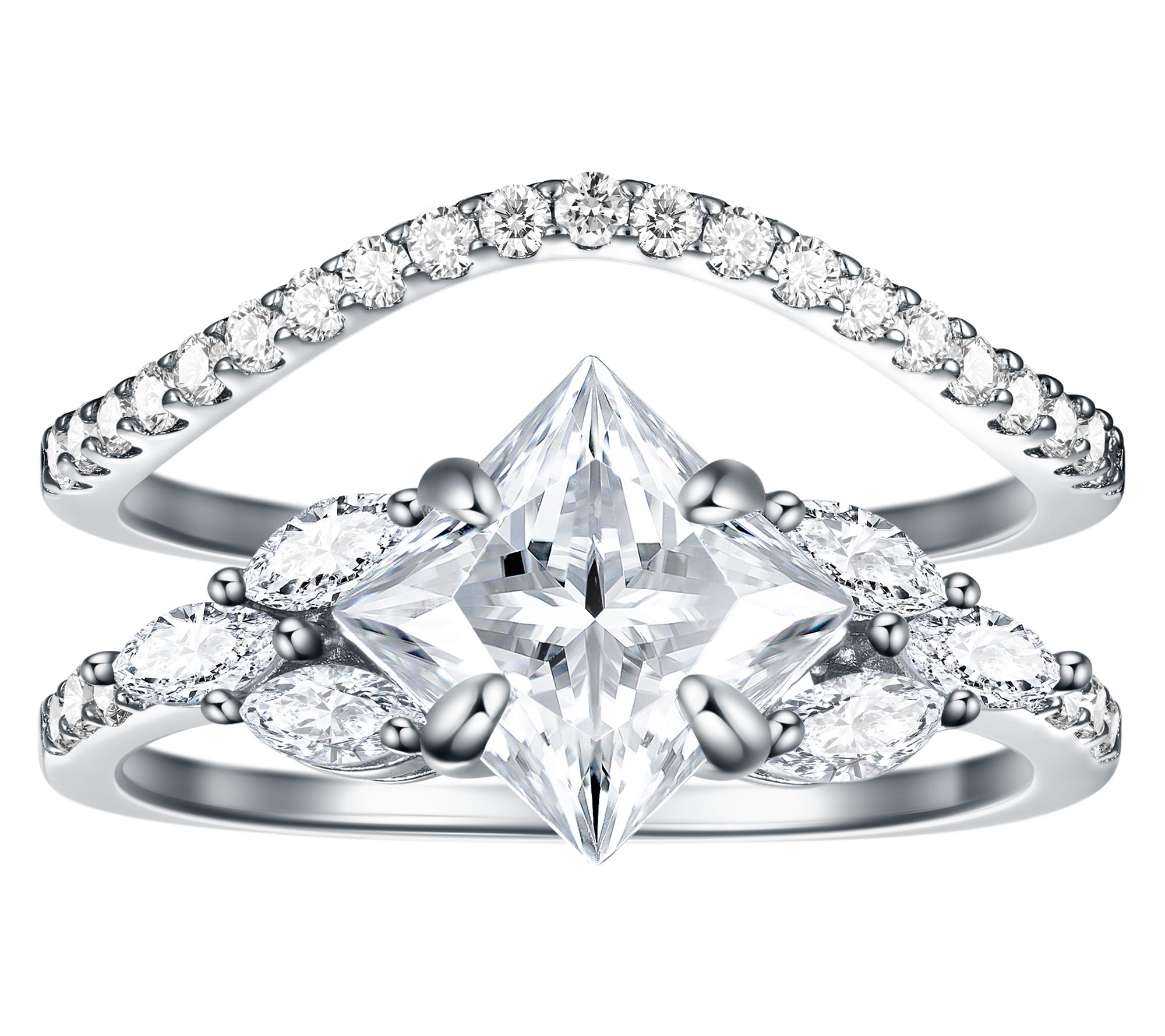 Moissanite Luxe 2.60 cttw Stacked Bridal Ring Set, Sterling