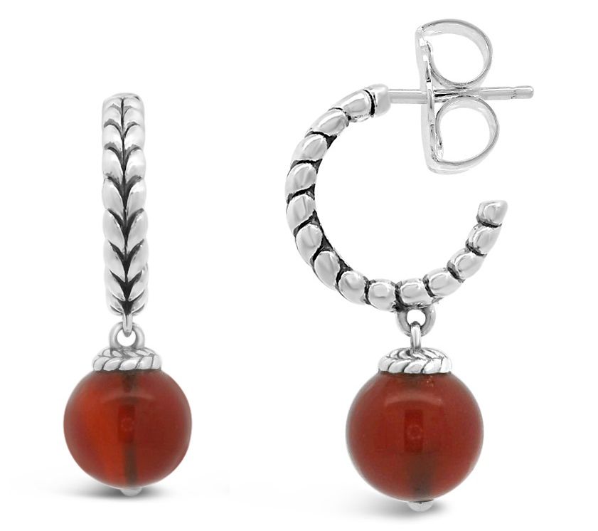 Tiffany Kay Sterling Herringbone Gemstone HoopEarrings