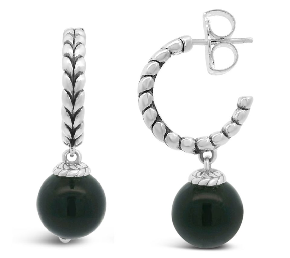 Tiffany Kay Sterling Herringbone Gemstone HoopEarrings