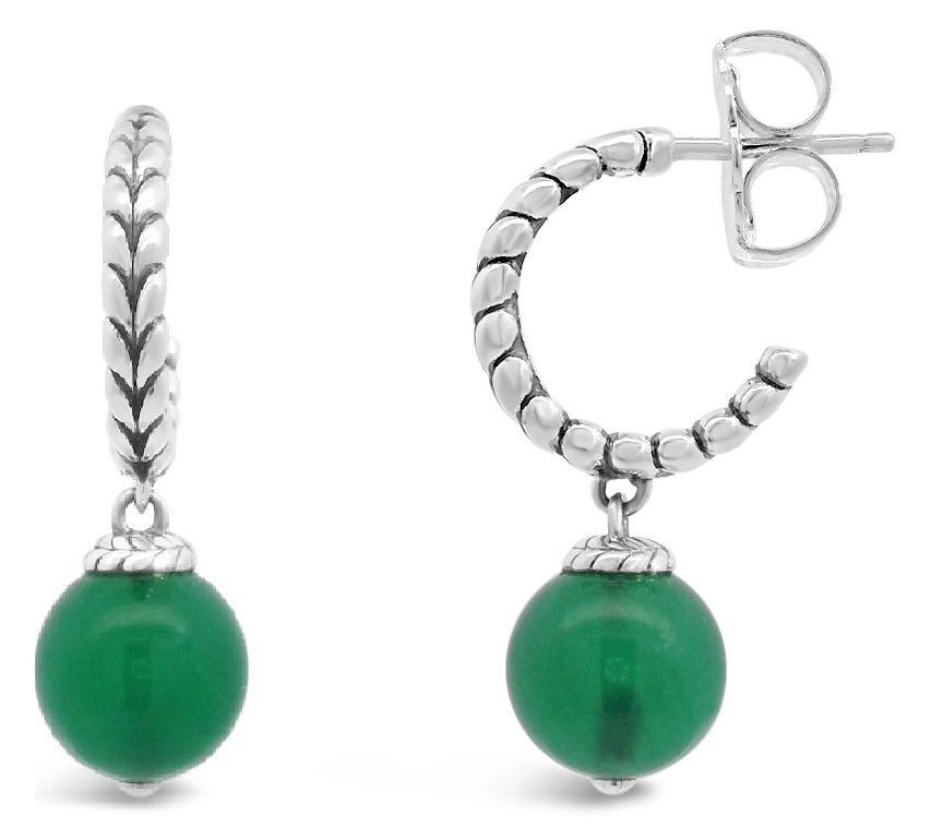 Tiffany Kay Sterling Herringbone Gemstone HoopEarrings