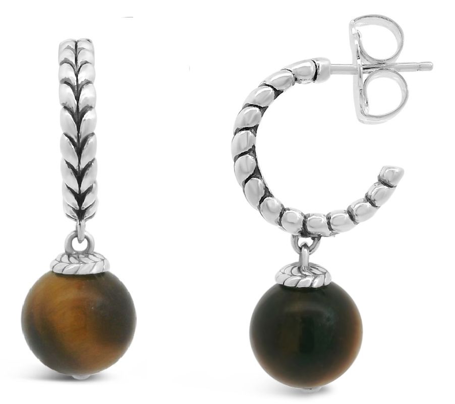 Tiffany Kay Sterling Herringbone Gemstone HoopEarrings