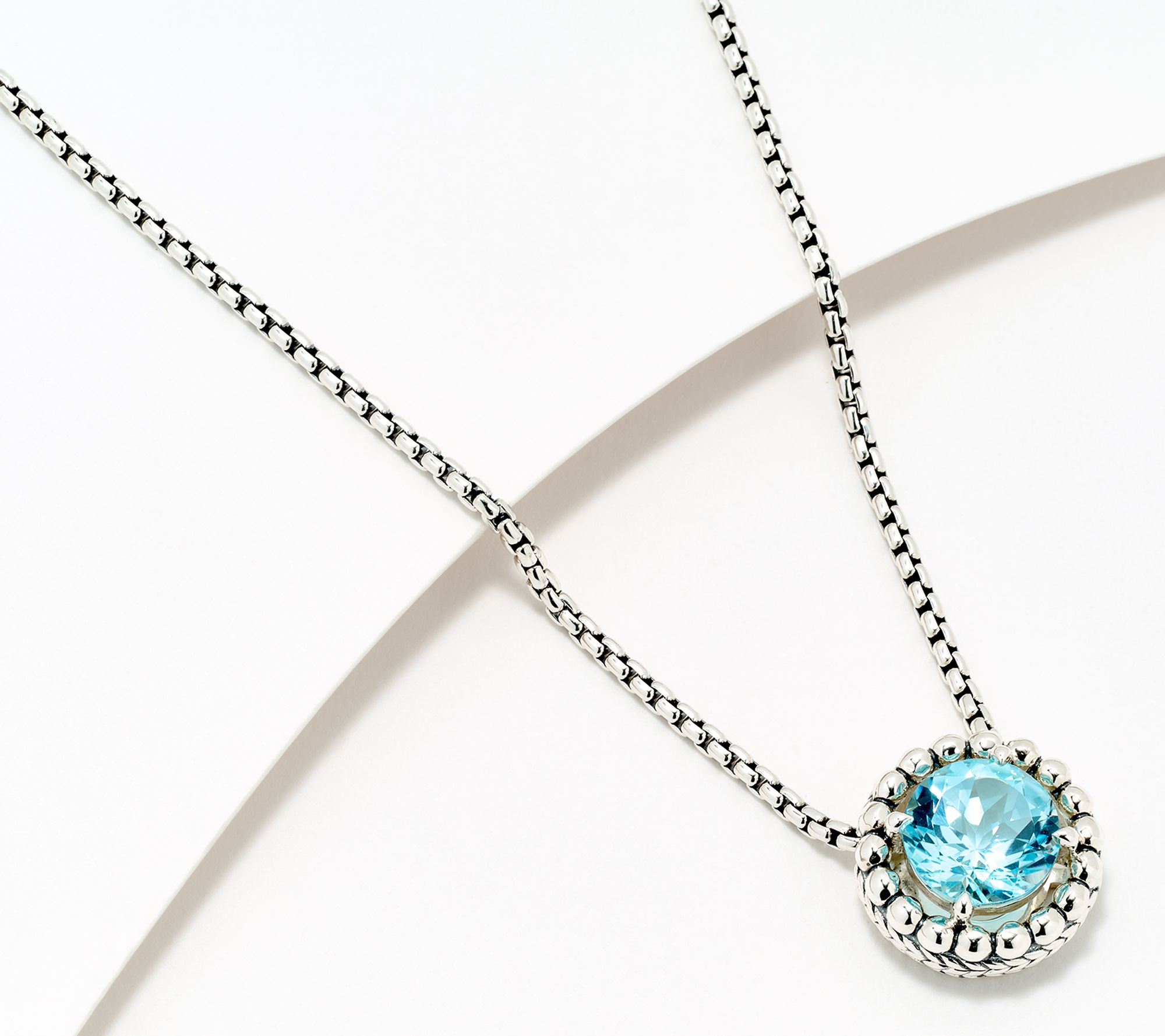 JAI Sterling Silver Baby Box Chain Gemstone 18" Necklace
