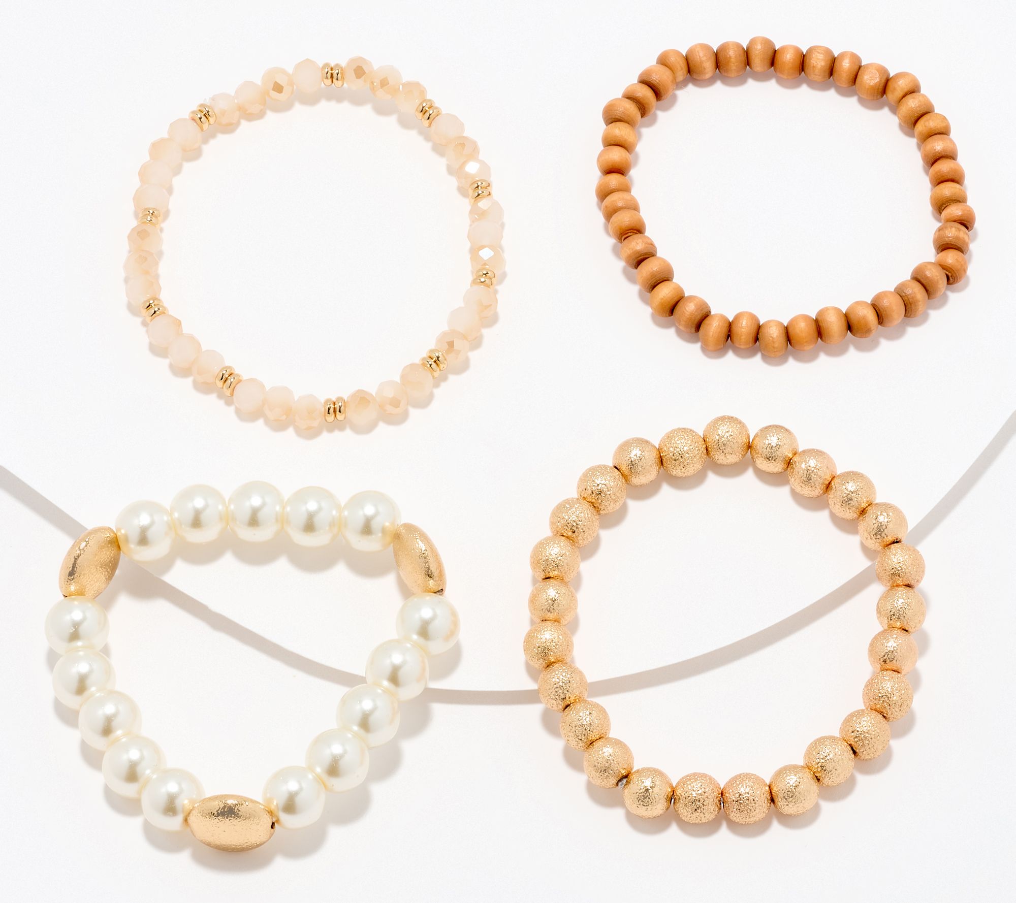 "As Is" Susan Graver Set of 4 Mixed Media Stretch Bracelets