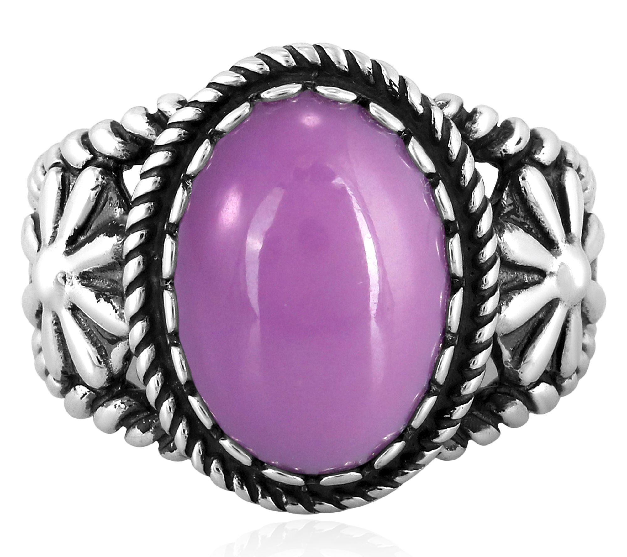 American West Sterling Silver Gemstone Concha Ring