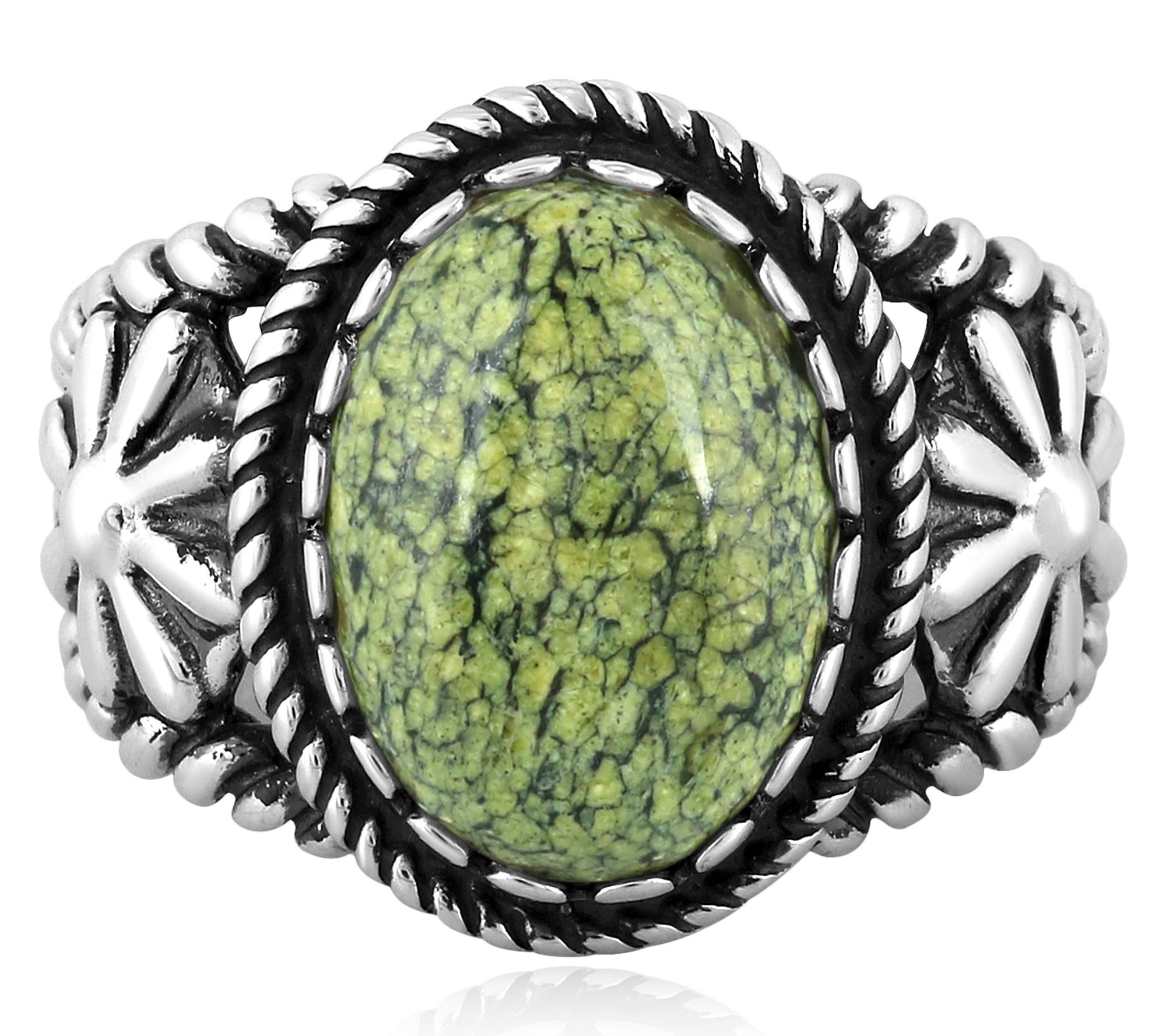 American West Sterling Silver Gemstone Concha Ring