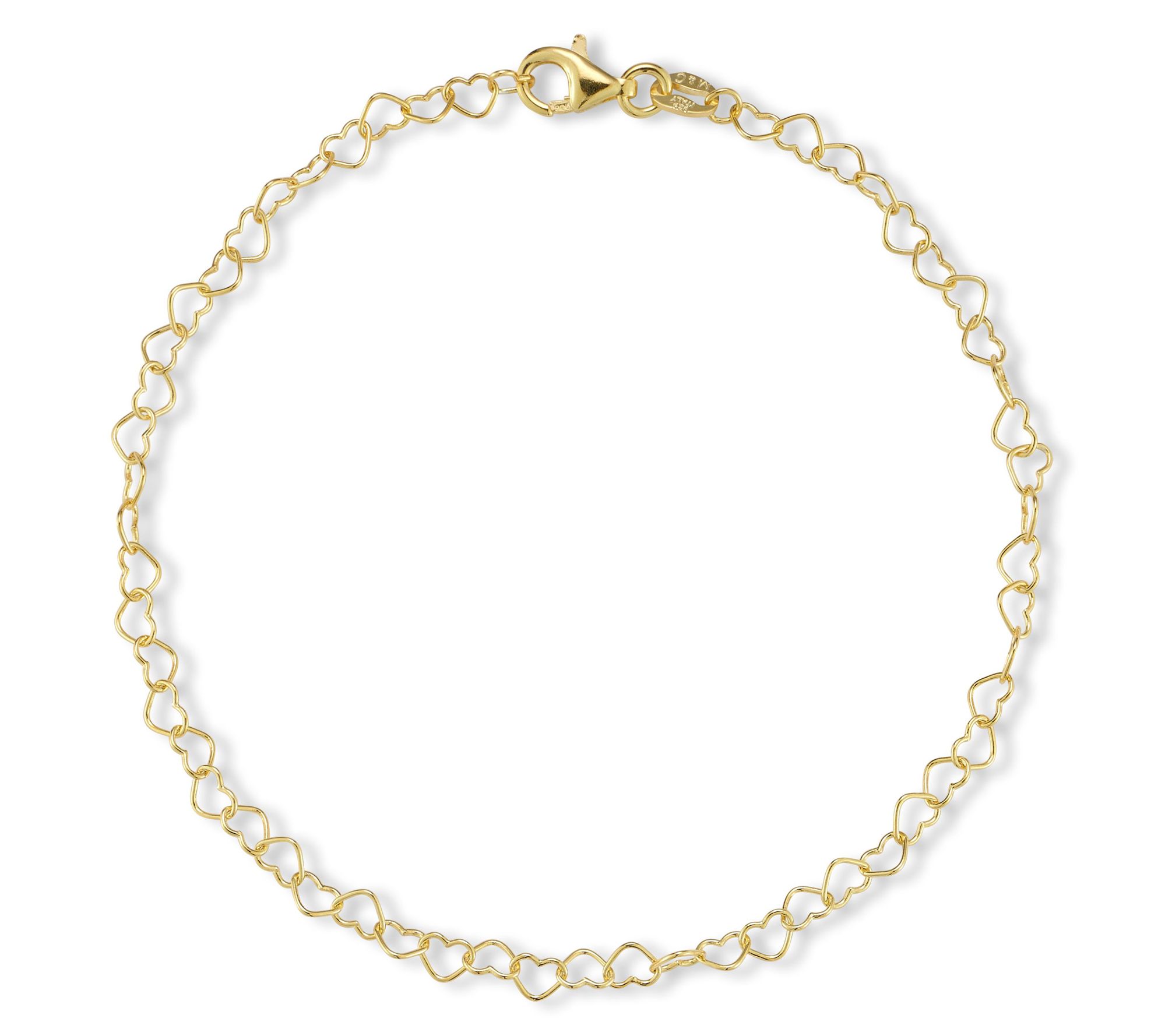 Italian Silver 10" Heart Chain Ankle Bracelet,Sterling