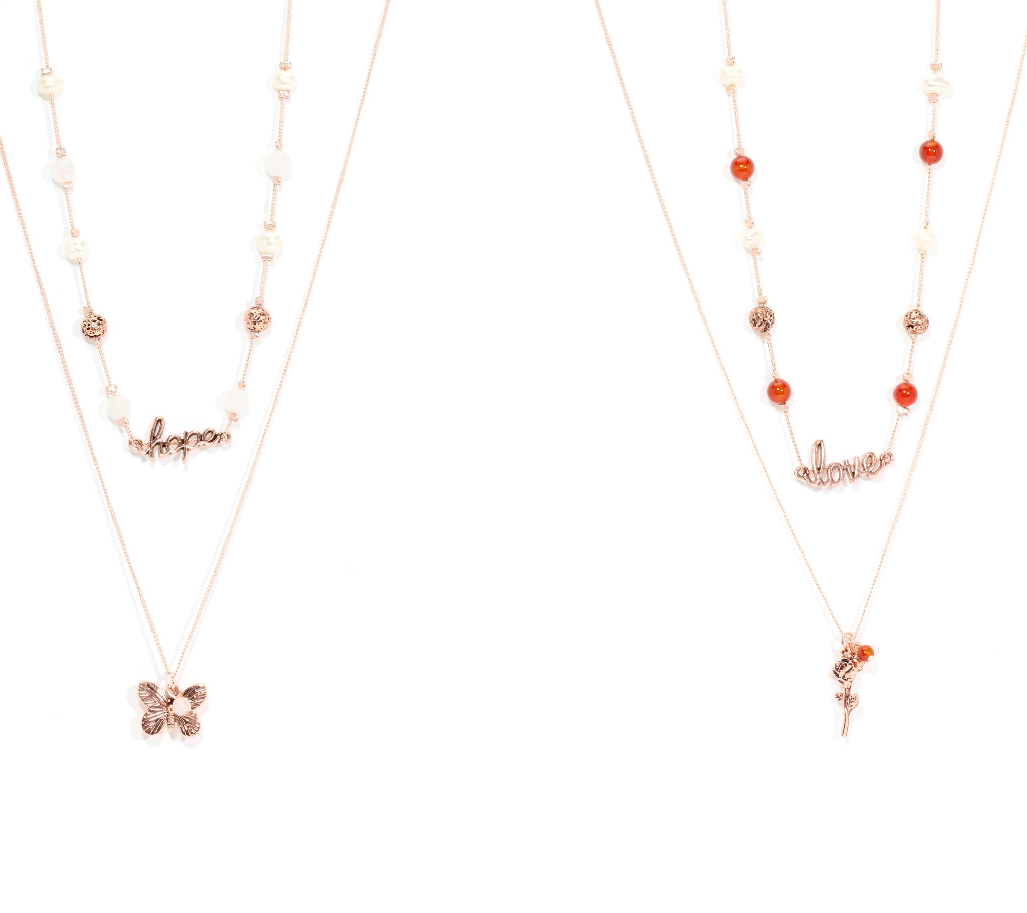 Zorbitz Set of 2 Lava Bead Inspirational Necklaces