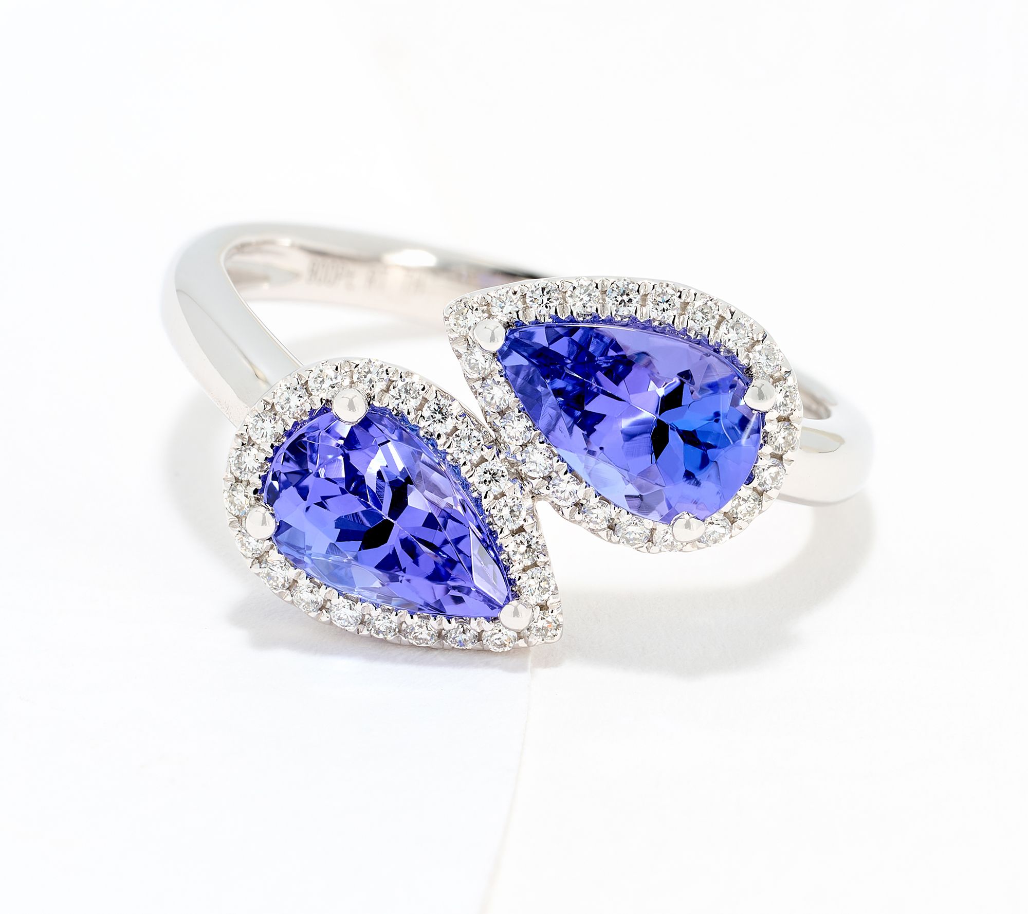 Pure Tanzanite by Jeff Moseley 1.75 cttw Pear & Diamond Ring, Platinum