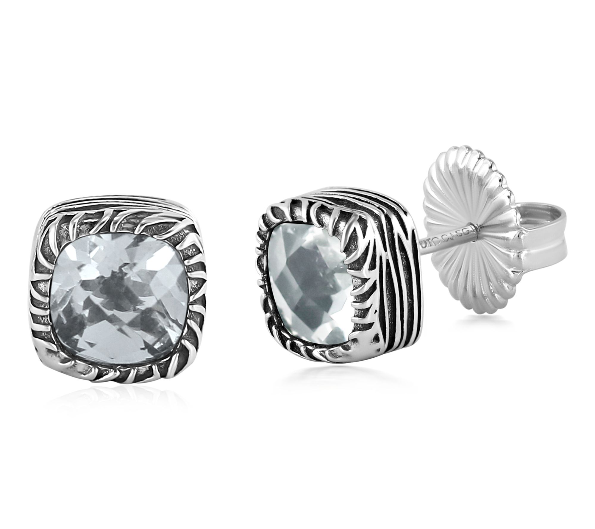 Christian James by Scott Grimes Sterling Cushion Cut Earrings