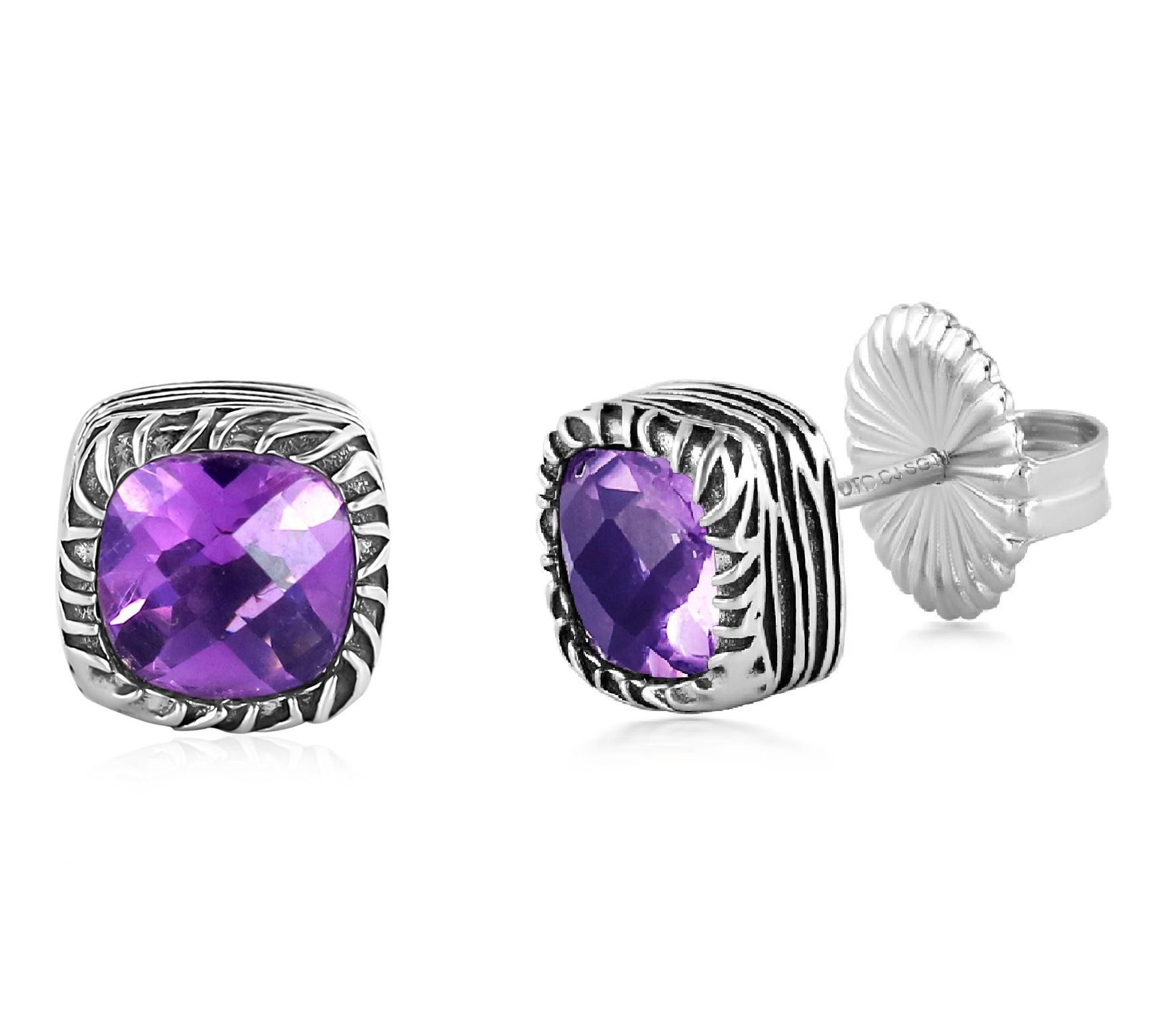 Christian James by Scott Grimes Sterling Cushion Cut Earrings