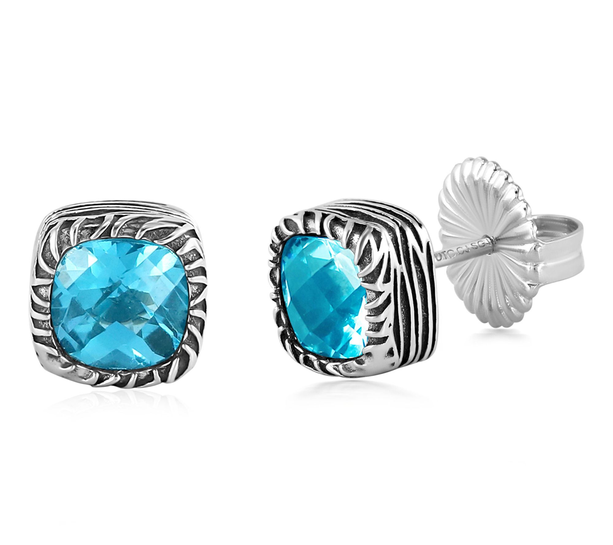 Christian James by Scott Grimes Sterling Cushion Cut Earrings