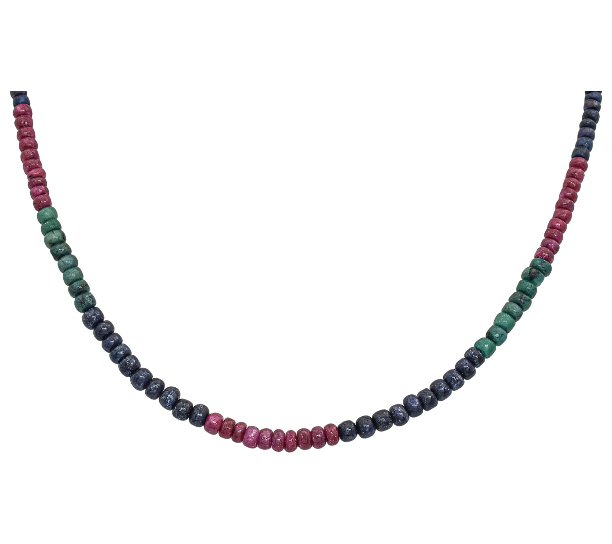 Sterling Silver Multi-Corundum Bead Necklace