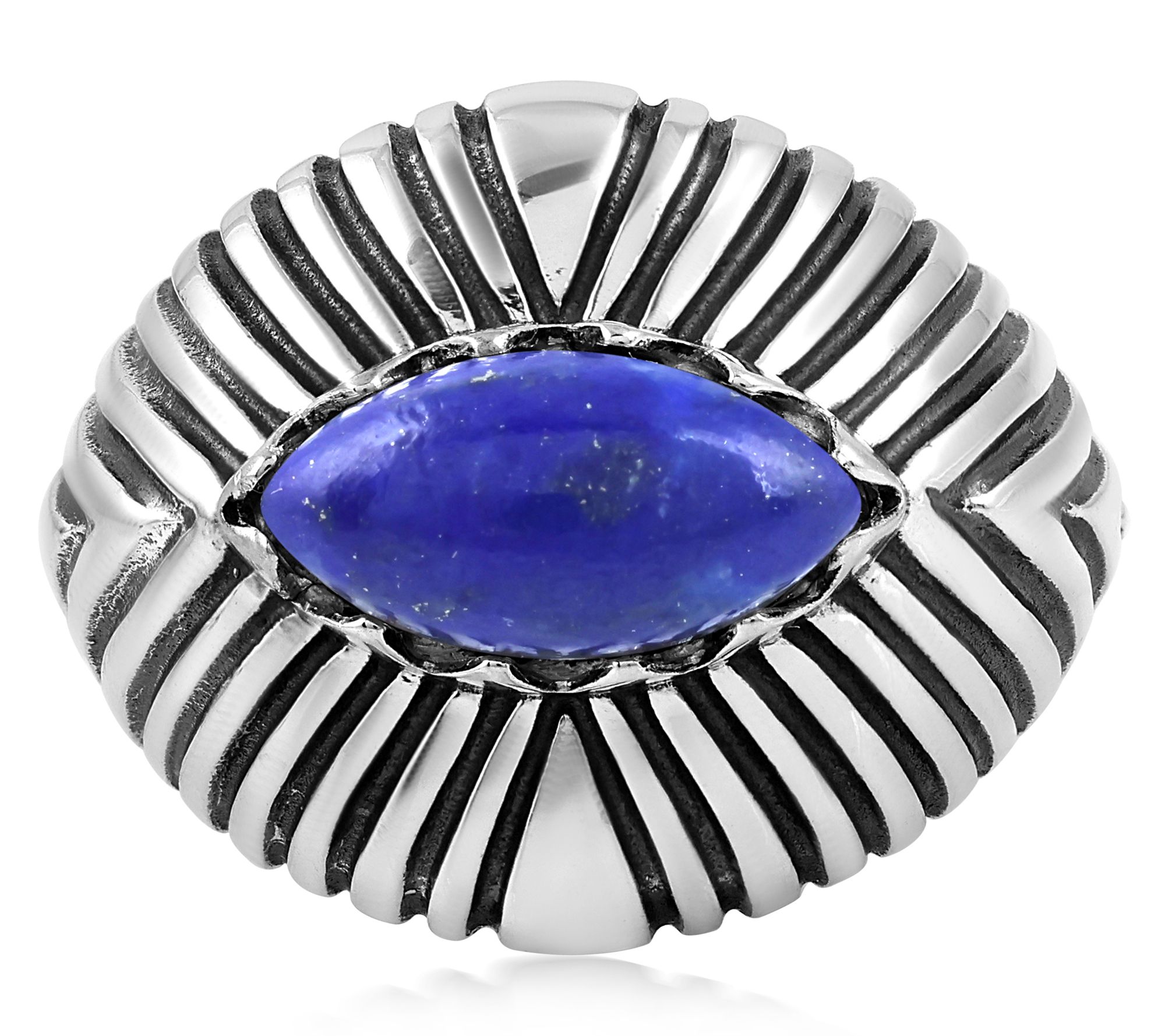 American West Sterling Marquise Gemstone RibbedRing