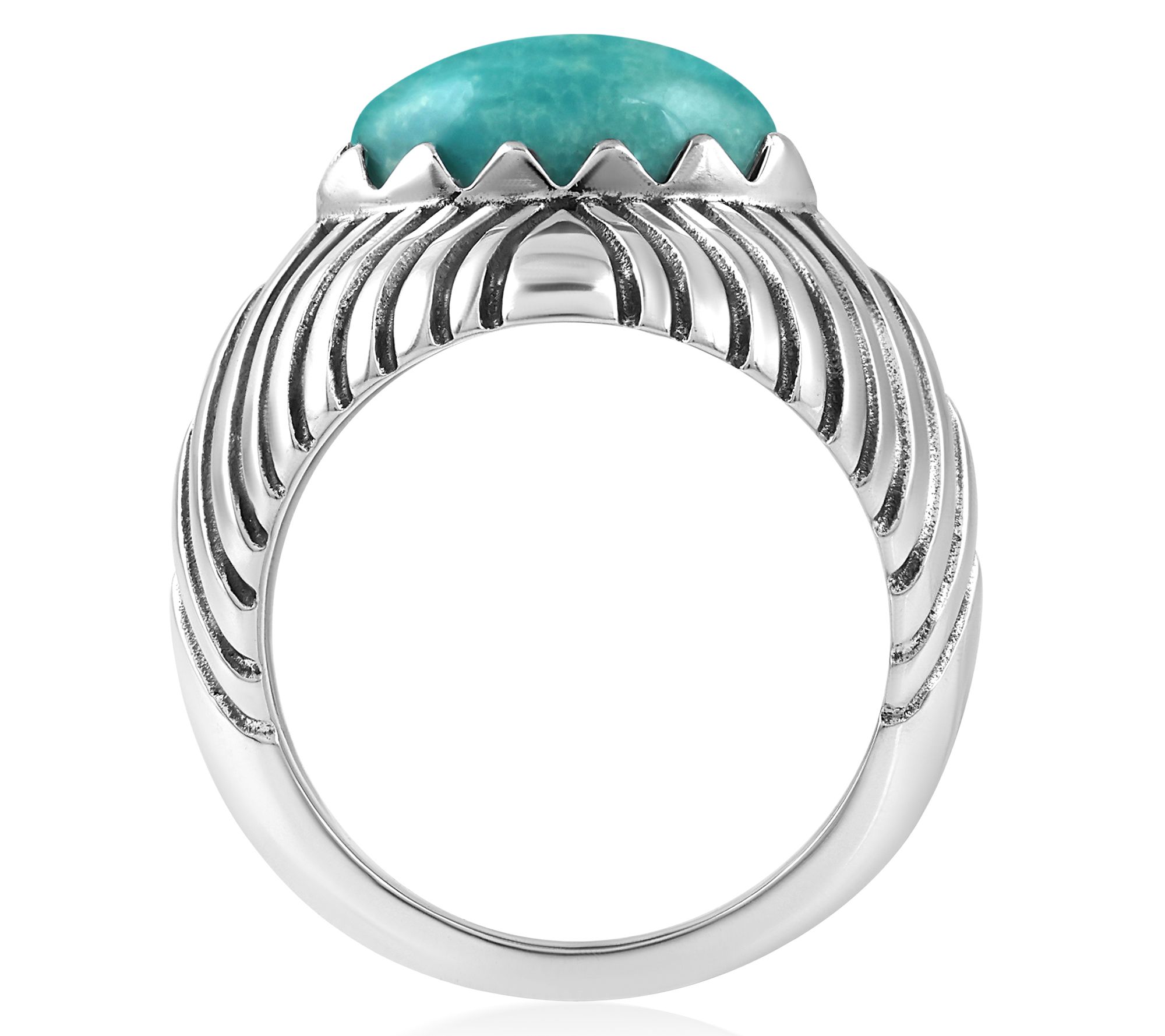 American West Sterling Marquise Gemstone RibbedRing