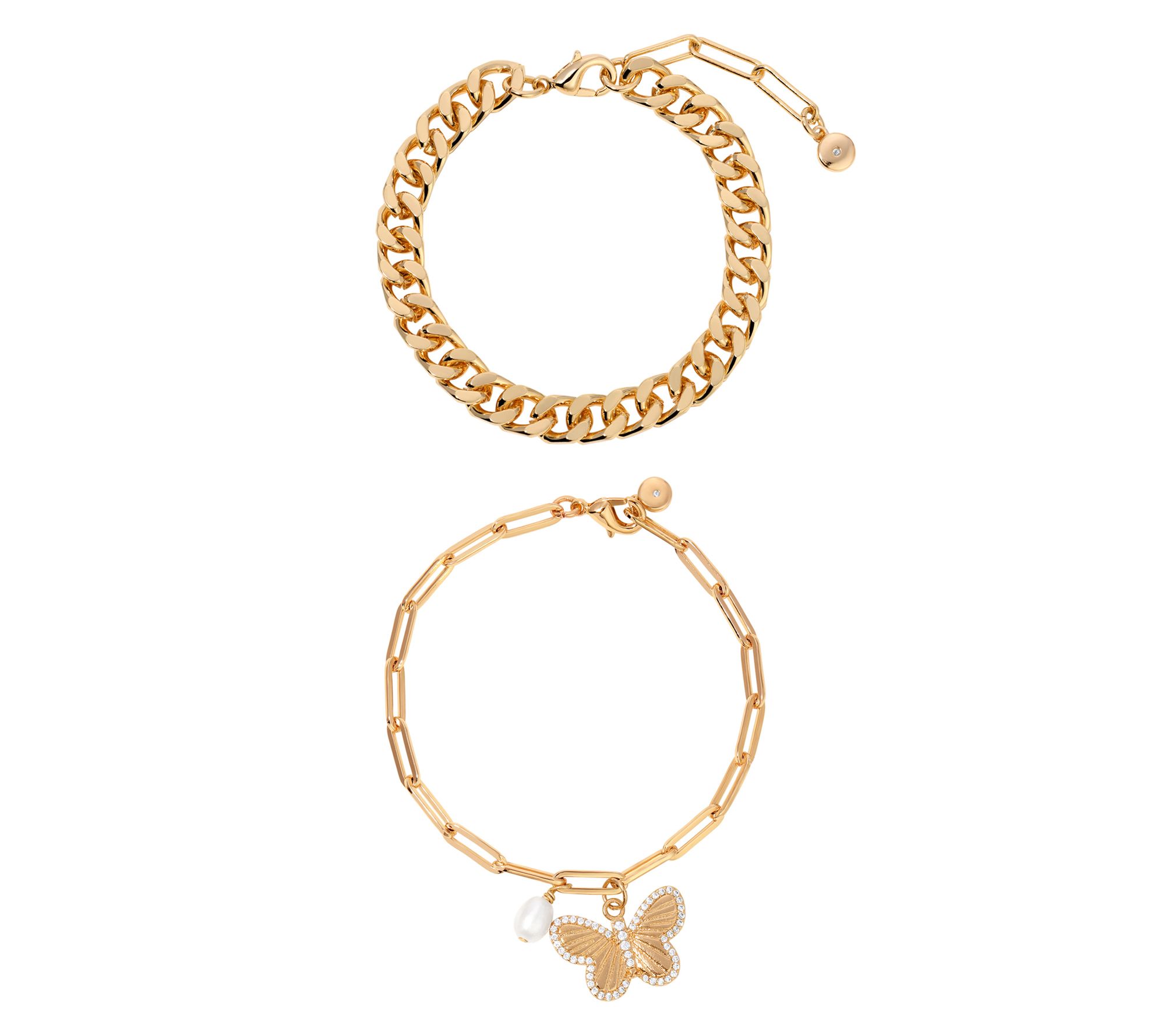Ettika Butterfly Charm & Chain Bracelet Set