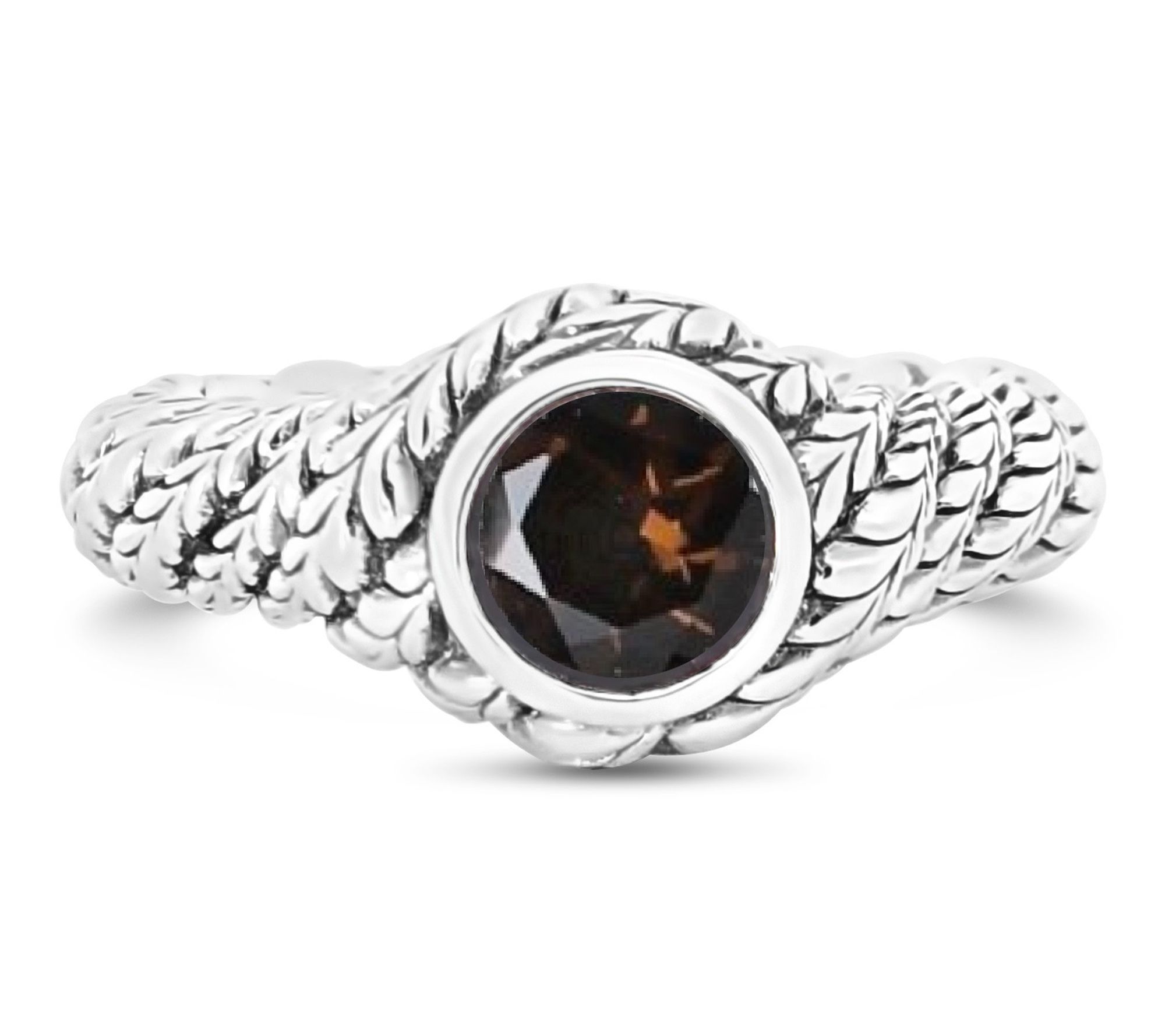 Tiffany Kay Sterling Smoky Quartz Twisted Herringbone Ring