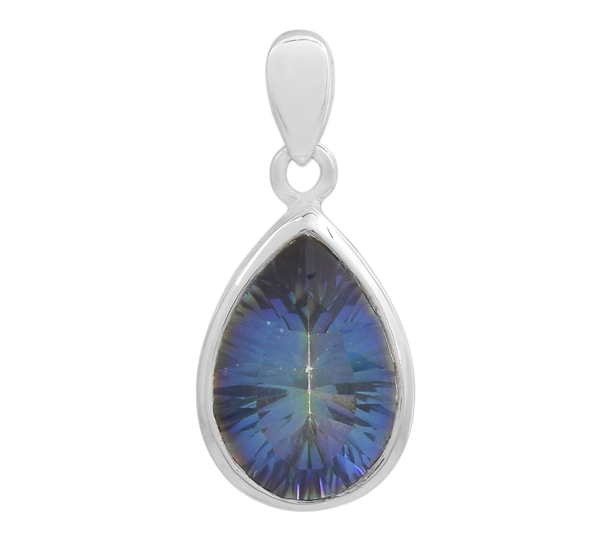Affinity Gems Blue Coated Quartz Pendant, Sterling Silver